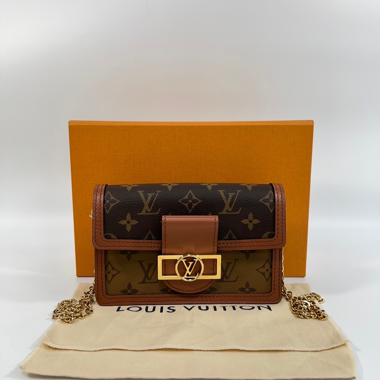 路易威登 LOUIS VUITTON Dauphine 鏈帶錢包 M68746 晶片款 原花DAUPHINE WOC 原廠盒子/DUSTB BAG/背帶