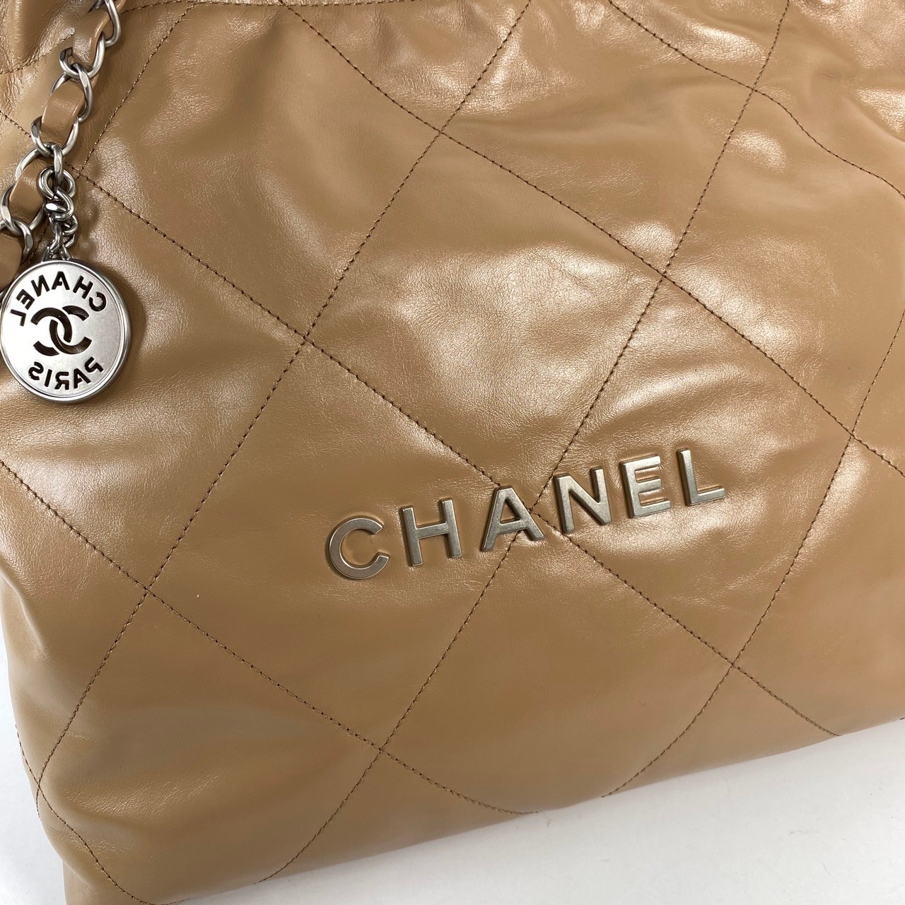 香奈兒 CHANEL 22 小型 束口包 AS3260 晶片款 奶茶色22BAG SMALL 內袋/購買證明影本