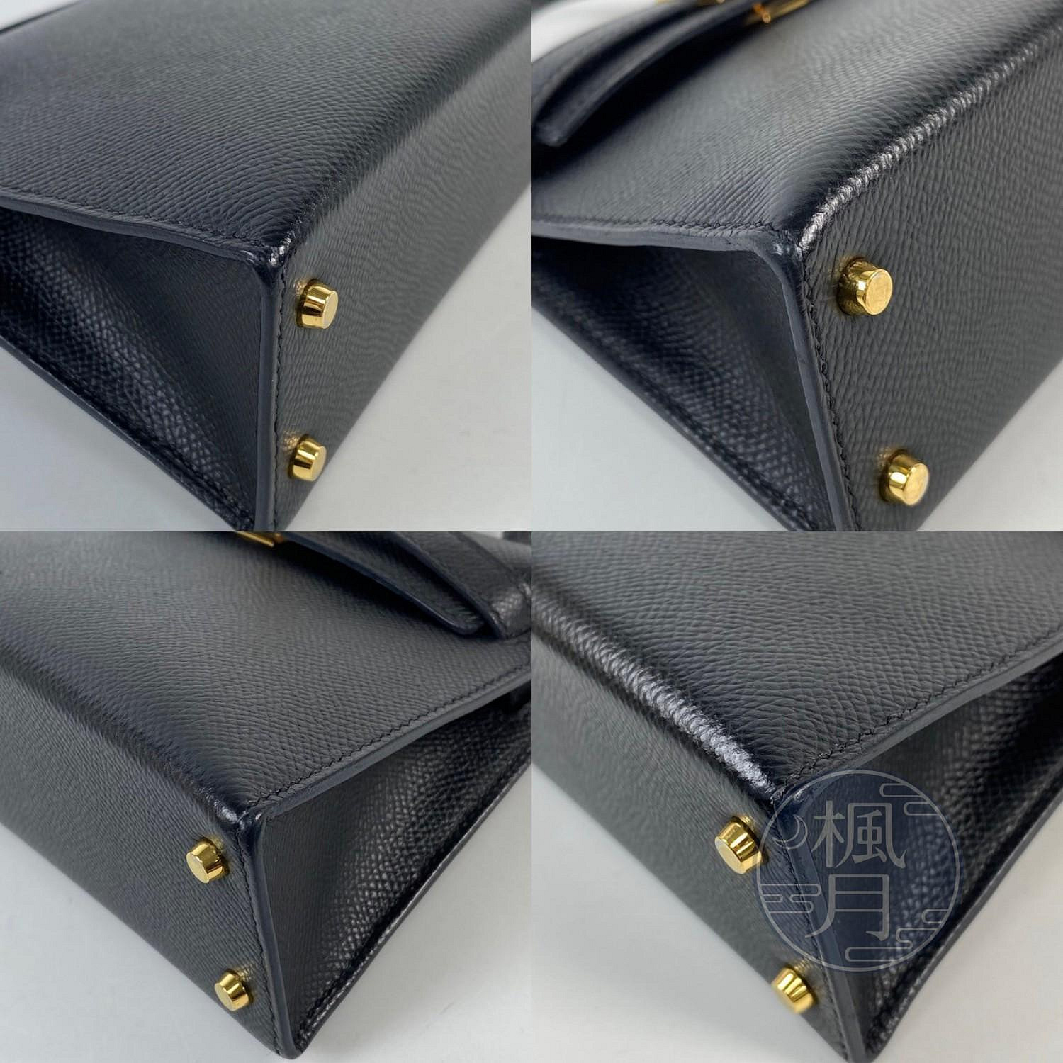 愛馬仕 Hermès Kelly Bag 凱莉包 mini KLM Y HT 177 SA Y刻 黑金KELLY MINI 外縫EPSOM 防塵袋/背帶