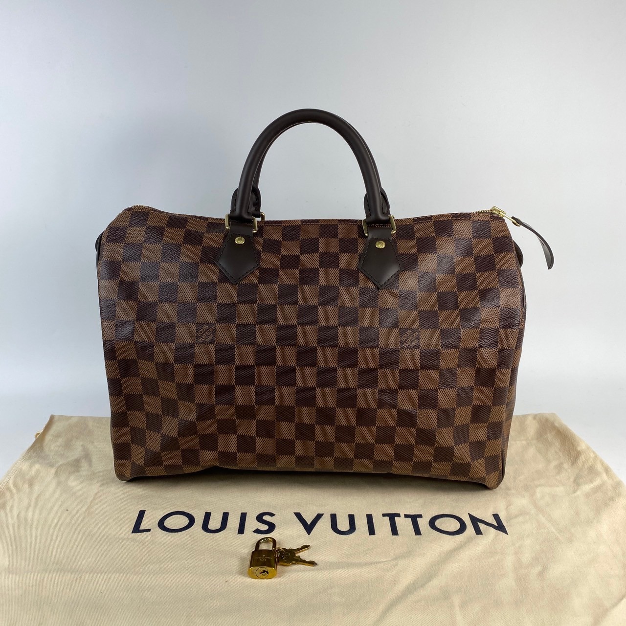 路易威登 LOUIS VUITTON Speedy 35棕棋盤 手提波士頓包 N41363 棋盤格SPEEDY35 防塵袋/鎖組