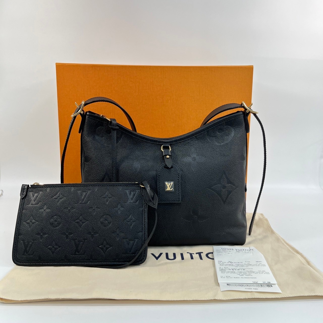 路易威登 LOUIS VUITTON CarryAll PM  黑色 牛皮 肩背包 M46288 晶片款  原廠盒子/防塵袋/購買證明/背帶/內袋