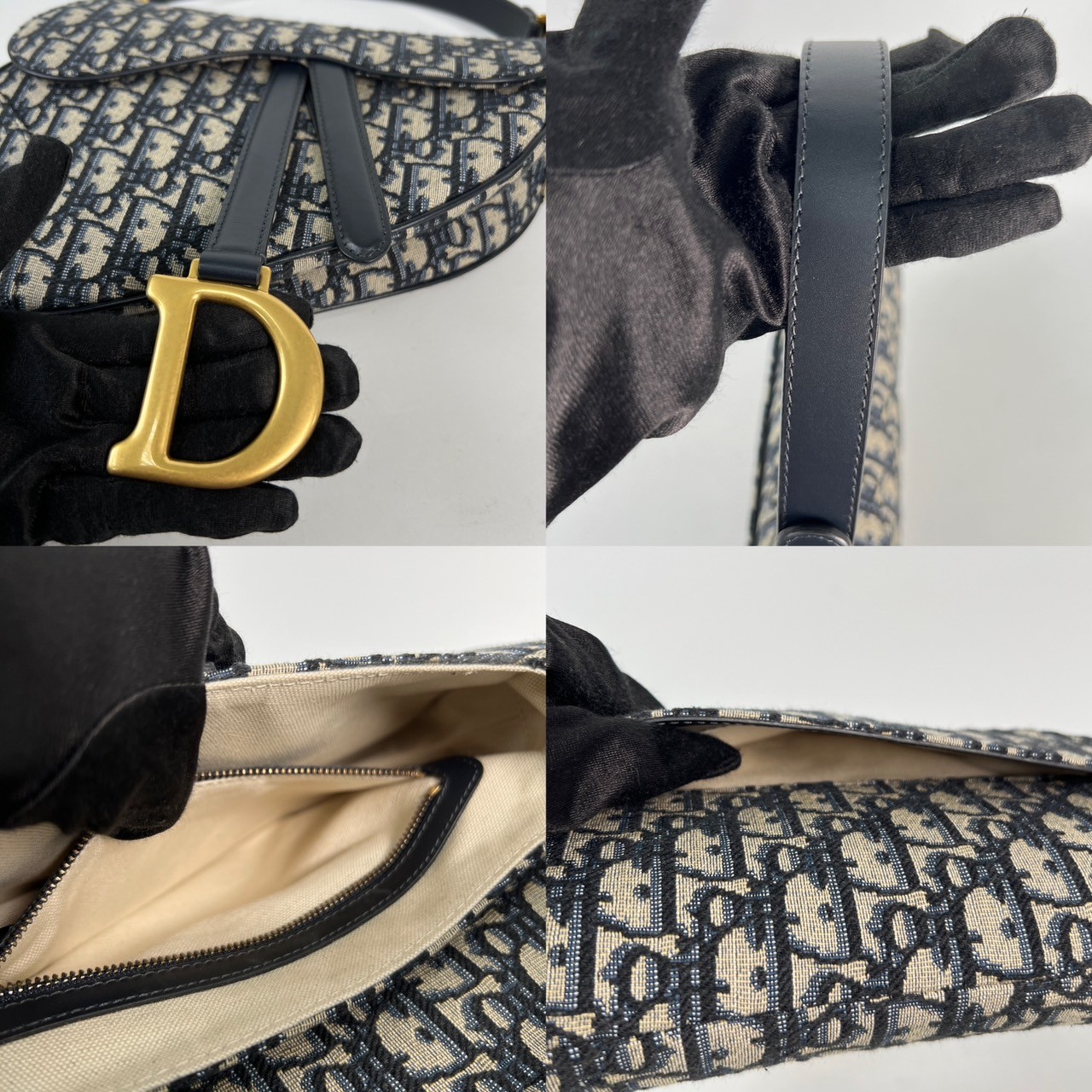 迪奧 CHRISTIAN DIOR Saddle 馬鞍袋 連肩帶 M0455CTZQ 藍緹花SADDLE 防塵袋/背帶/保證卡