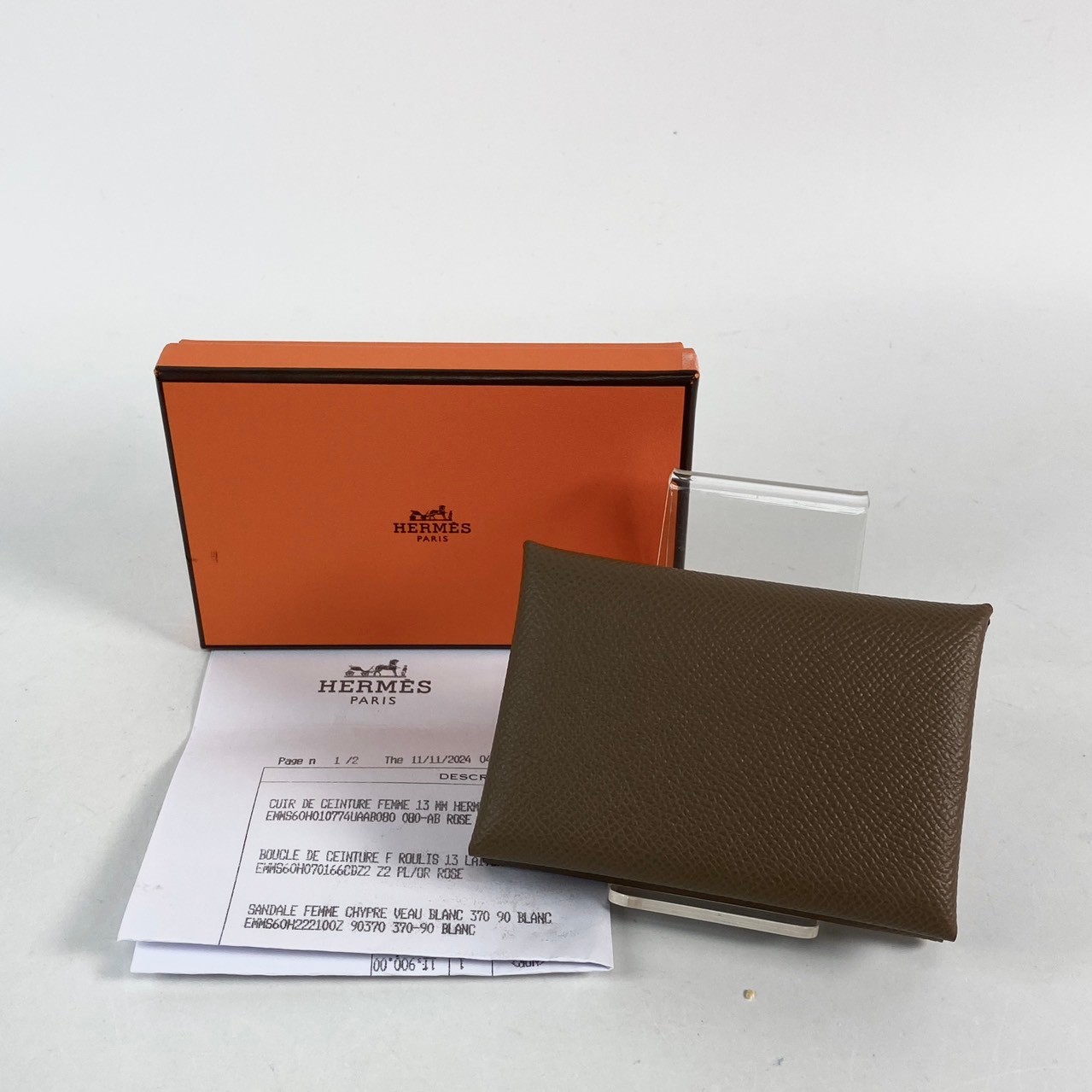 愛馬仕 Hermès Calvi Duo 卡包 CALD W UY 003 TM W刻大象灰CAlVI DUO 原廠盒子/購買證明影本