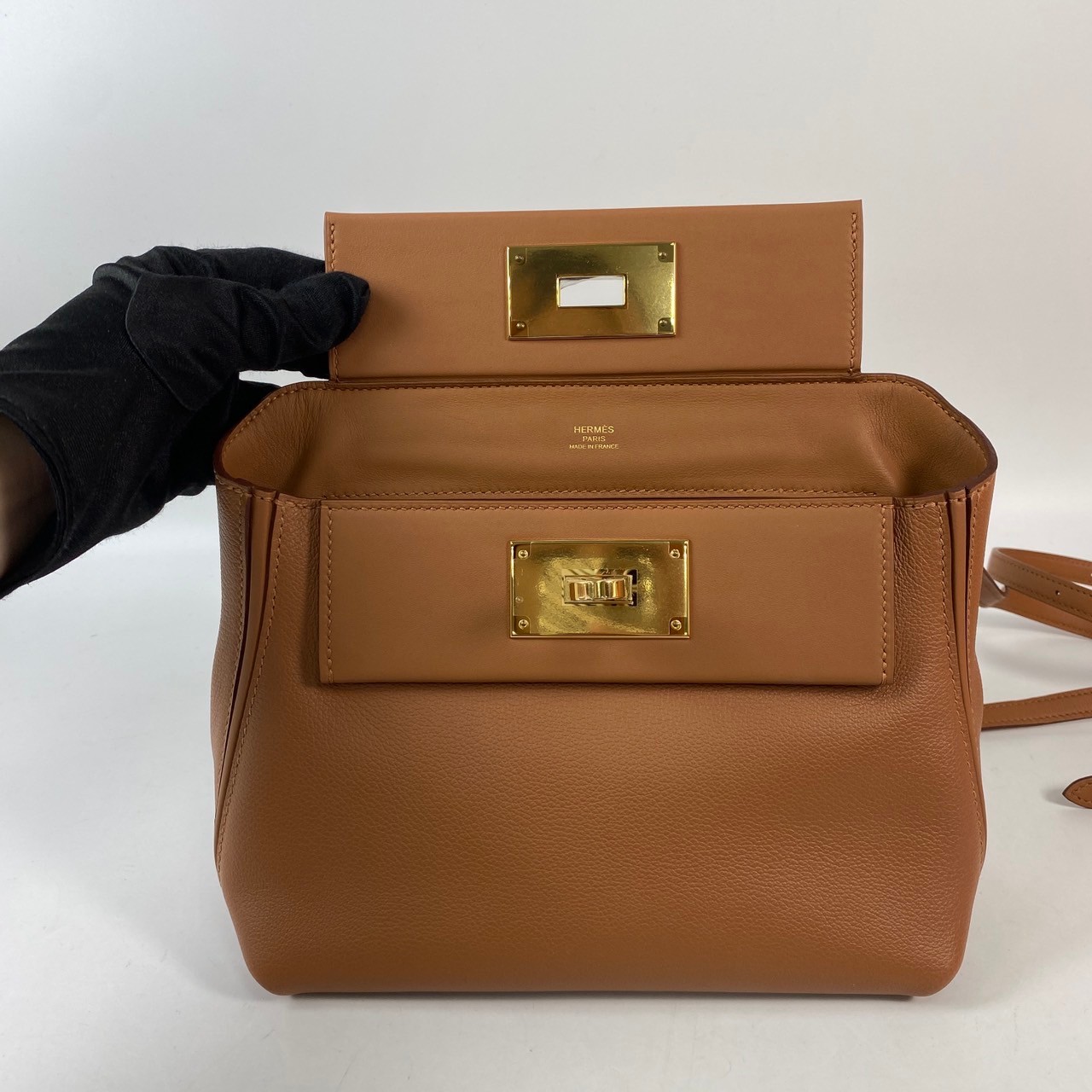 愛馬仕 Hermès 24/24 21 手提包 24/24/21 W IT 135 IC 　W刻 金棕金釦 MINI 24/24 原廠盒子/防塵袋/背帶