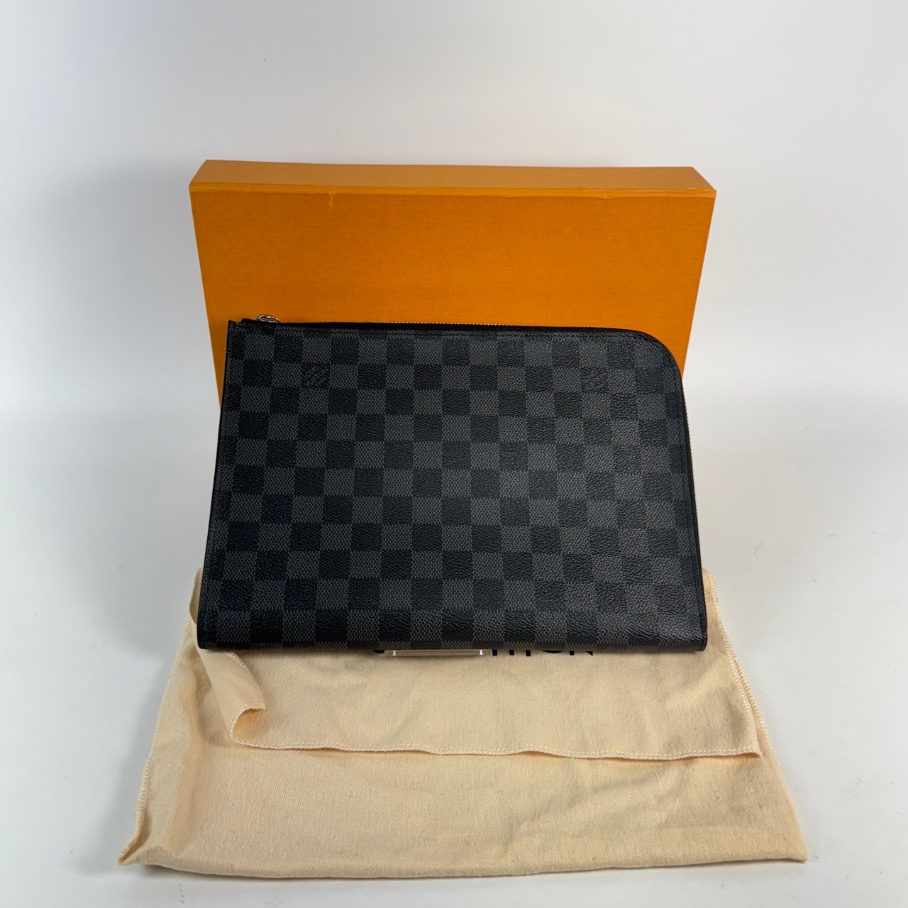 路易威登 LOUIS VUITTON Pochette Jour 棋盤格 手拿包 N60113 黑棋盤格大手拿包 原廠盒子/防塵袋