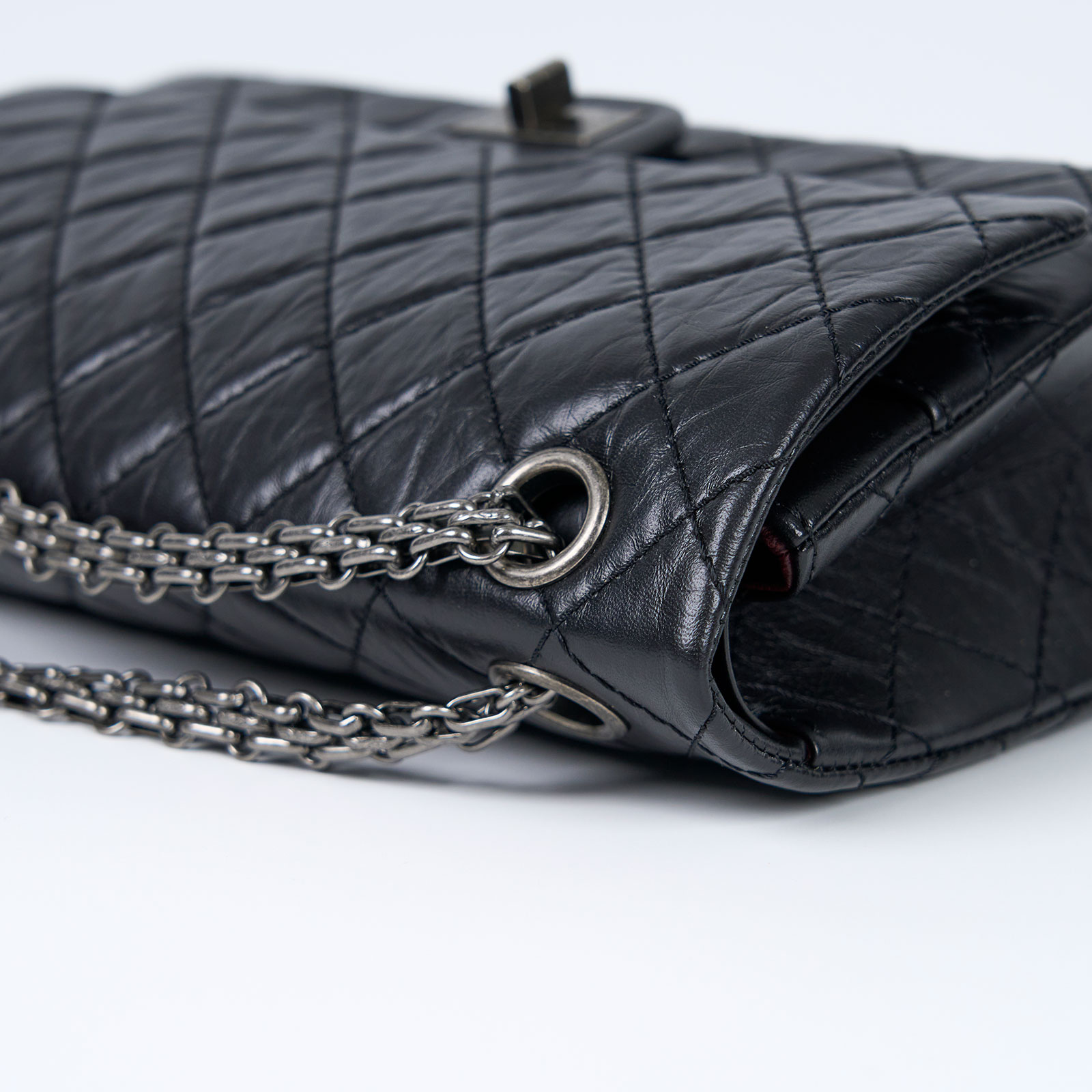 香奈兒 CHANEL 2.55 中號口蓋包 A37586 晶片款 黑銀2.55 24CM 原廠盒子/DUSG BAG/購買證明