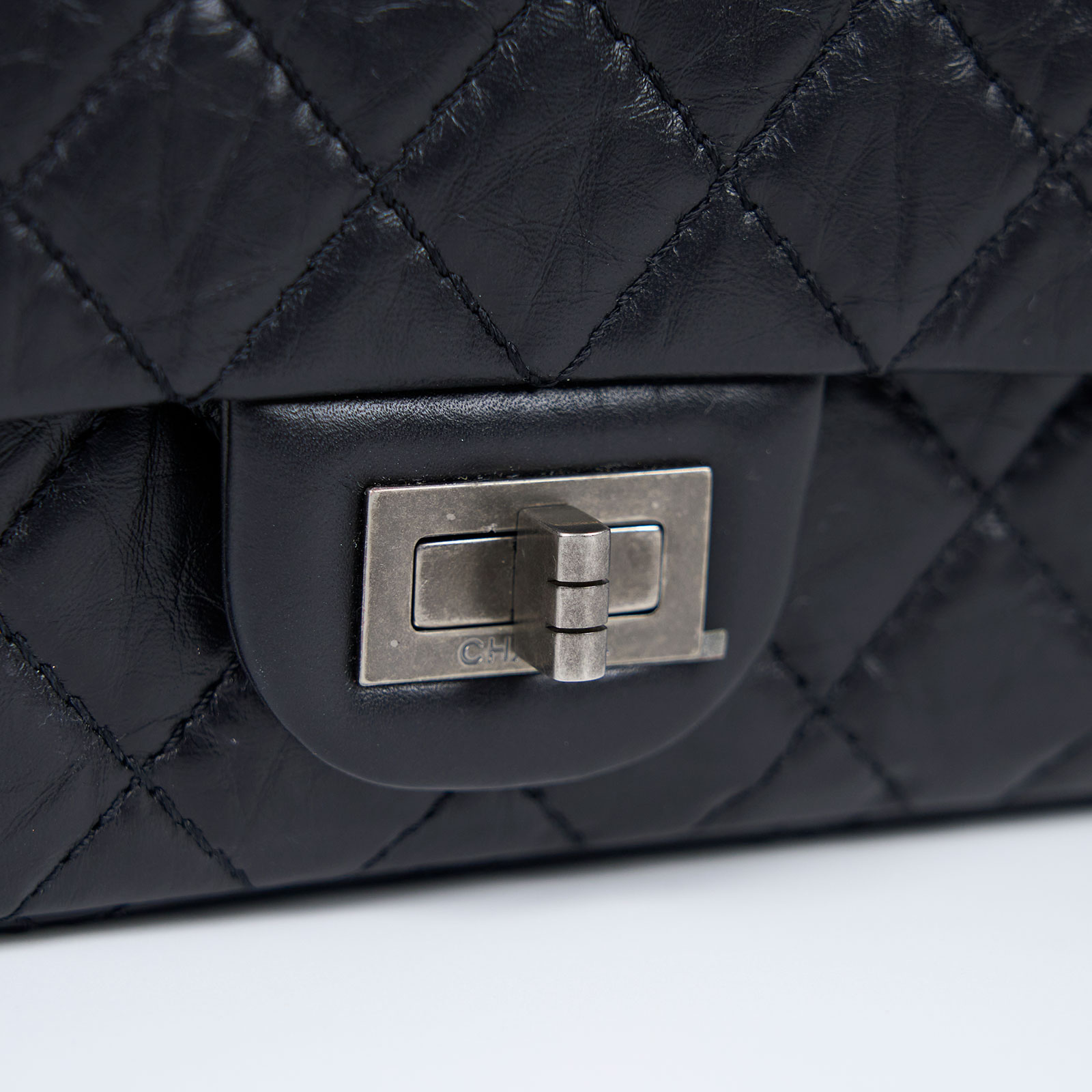 香奈兒 CHANEL 2.55 中號口蓋包 A37586 晶片款 黑銀2.55 24CM 原廠盒子/DUSG BAG/購買證明