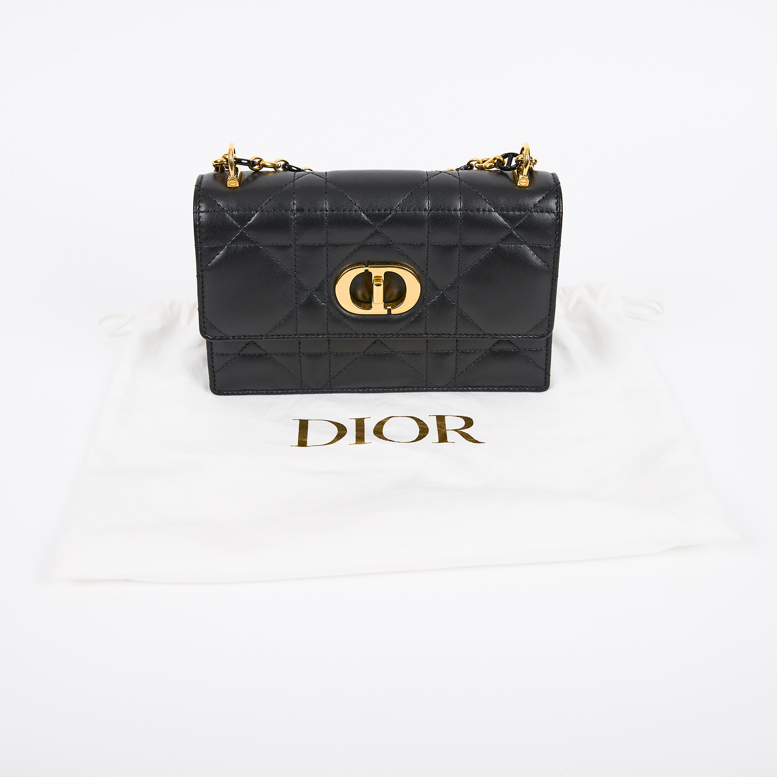 迪奧 CHRISTIAN DIOR Miss Caro 迷你包 S5169UDAX 黑金羊Miss Caro Macro 防塵袋