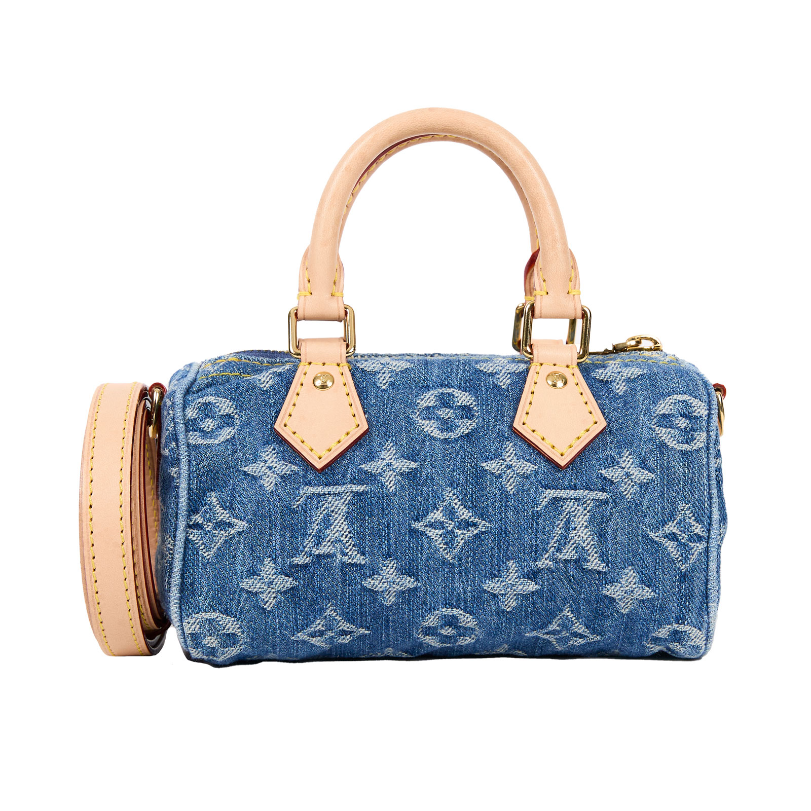 路易威登 LOUIS VUITTON LV Remix Nano Speedy 石洗 丹寧 肩背 手提包 M82950 晶片款  原廠盒子/防塵袋/背帶/購買證明