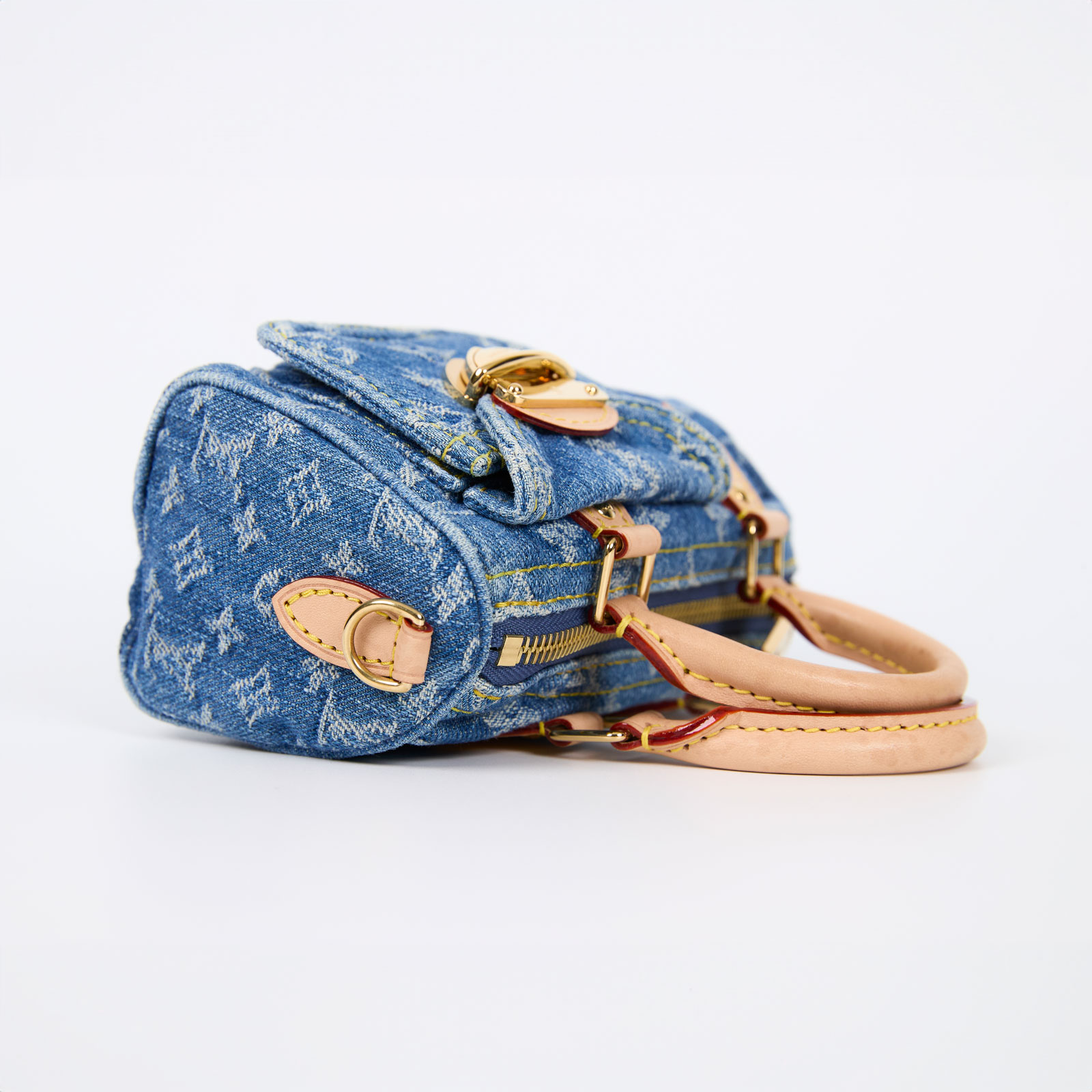 路易威登 LOUIS VUITTON LV Remix Nano Speedy 石洗 丹寧 肩背 手提包 M82950 晶片款  原廠盒子/防塵袋/背帶/購買證明