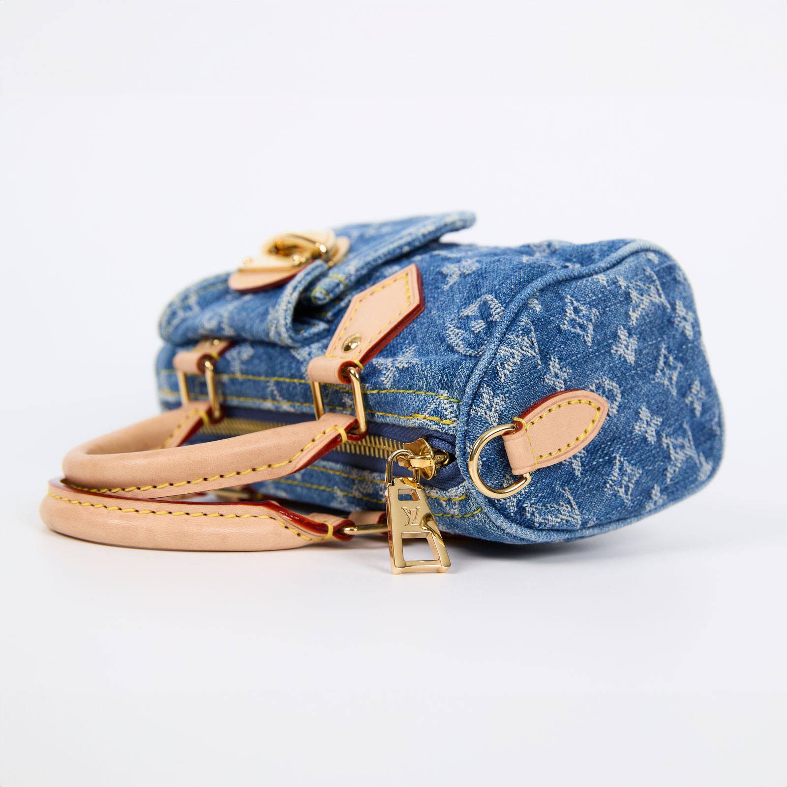 路易威登 LOUIS VUITTON LV Remix Nano Speedy 石洗 丹寧 肩背 手提包 M82950 晶片款  原廠盒子/防塵袋/背帶/購買證明