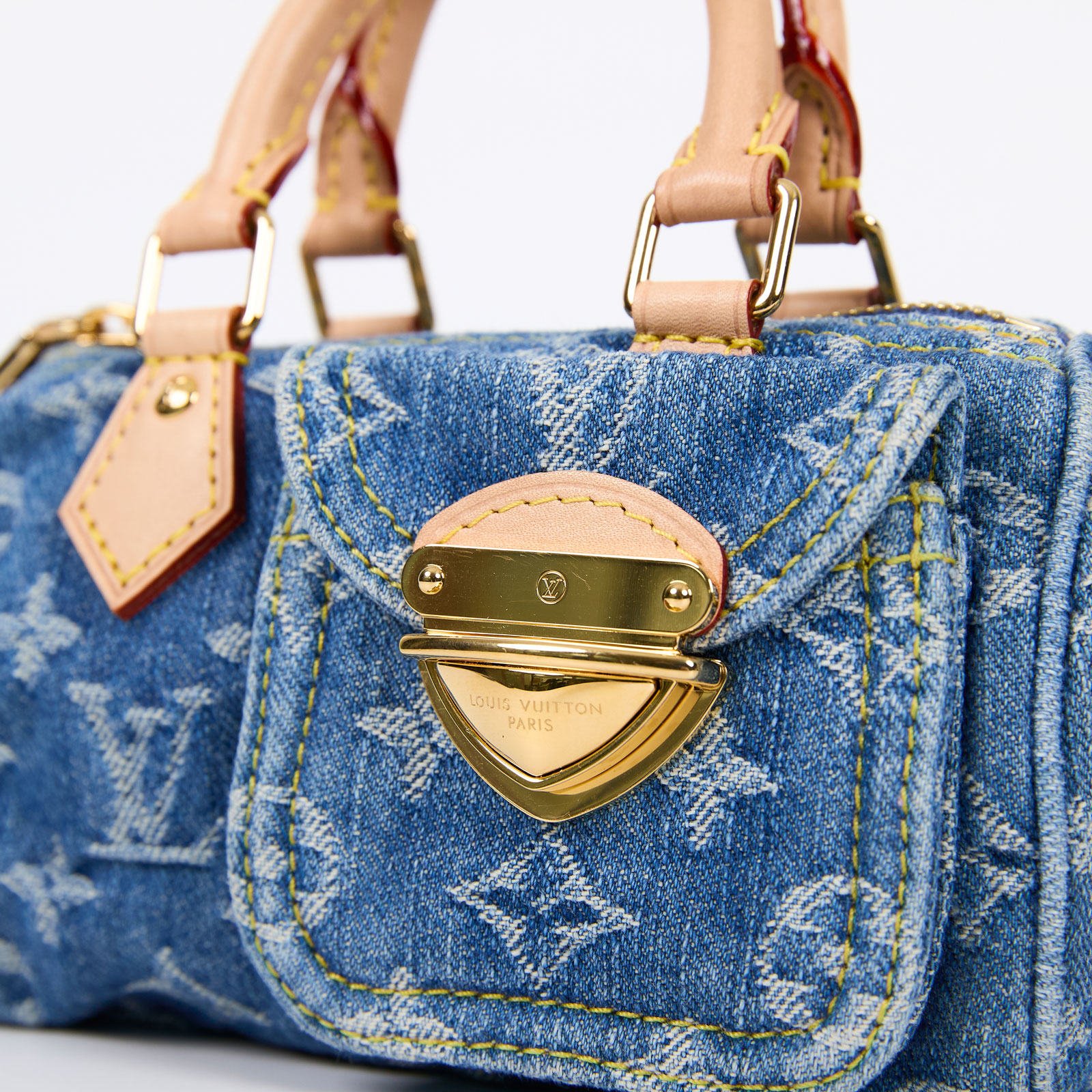 路易威登 LOUIS VUITTON LV Remix Nano Speedy 石洗 丹寧 肩背 手提包 M82950 晶片款  原廠盒子/防塵袋/背帶/購買證明