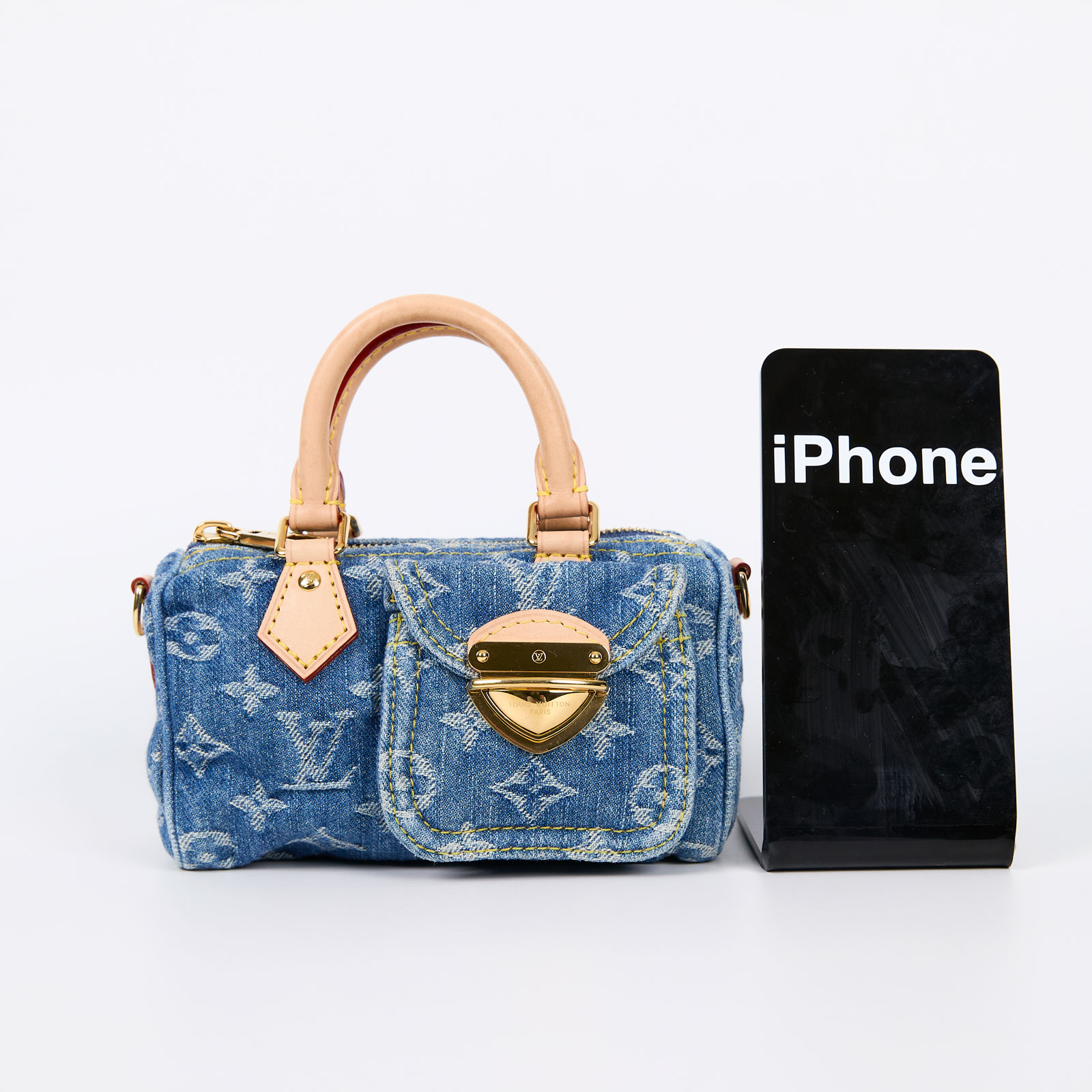 路易威登 LOUIS VUITTON LV Remix Nano Speedy 石洗 丹寧 肩背 手提包 M82950 晶片款  原廠盒子/防塵袋/背帶/購買證明