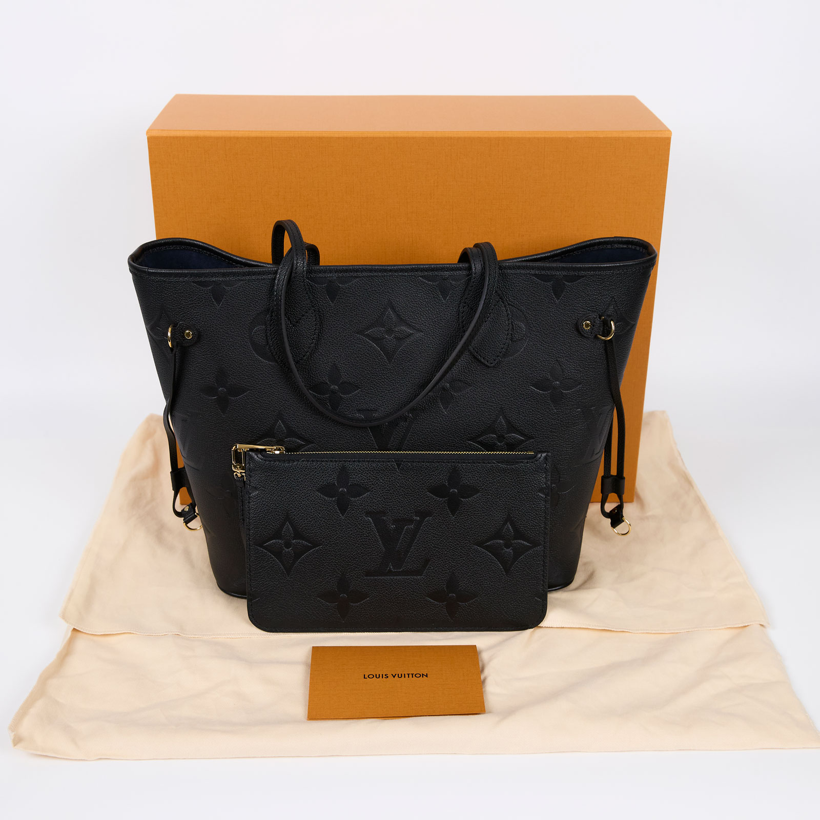 路易威登 LOUIS VUITTON Neverfull MM 手提 托特包 壓花牛皮 黑色 M45685 晶片款  原廠盒子/防塵袋/內袋/購買證明