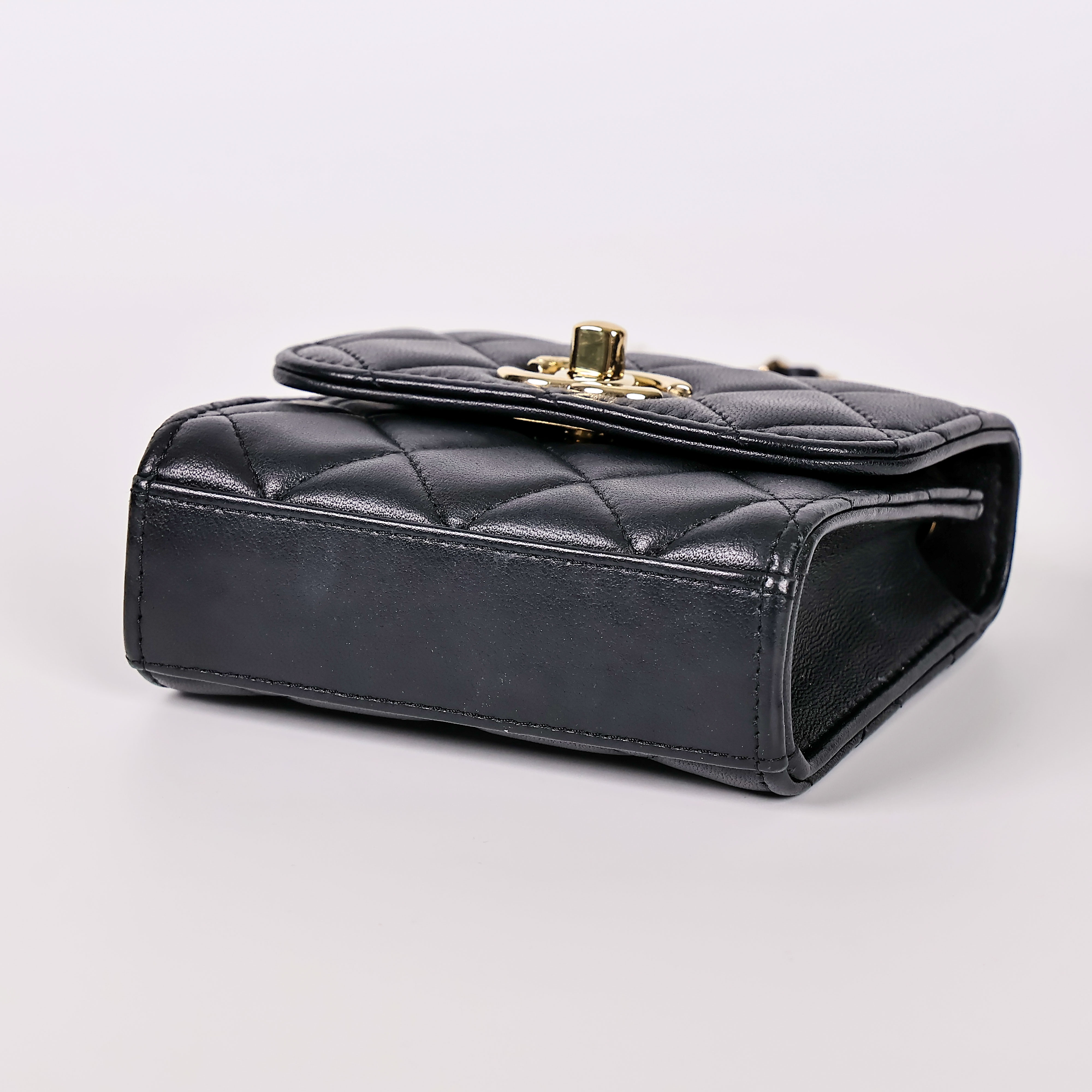 香奈兒 CHANEL Trendy 方形 迷你 口蓋包 A81633 晶片款 黑金羊TRENDY CC迷你鍊條包 防塵袋