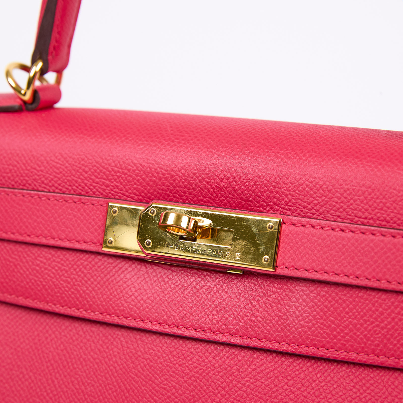 愛馬仕 Hermès Kelly Bag 凱莉包 28 KL28 D AP 044 CM D刻 桃紅金釦KELLY28 原廠盒子/防塵袋2/鎖組/背帶
