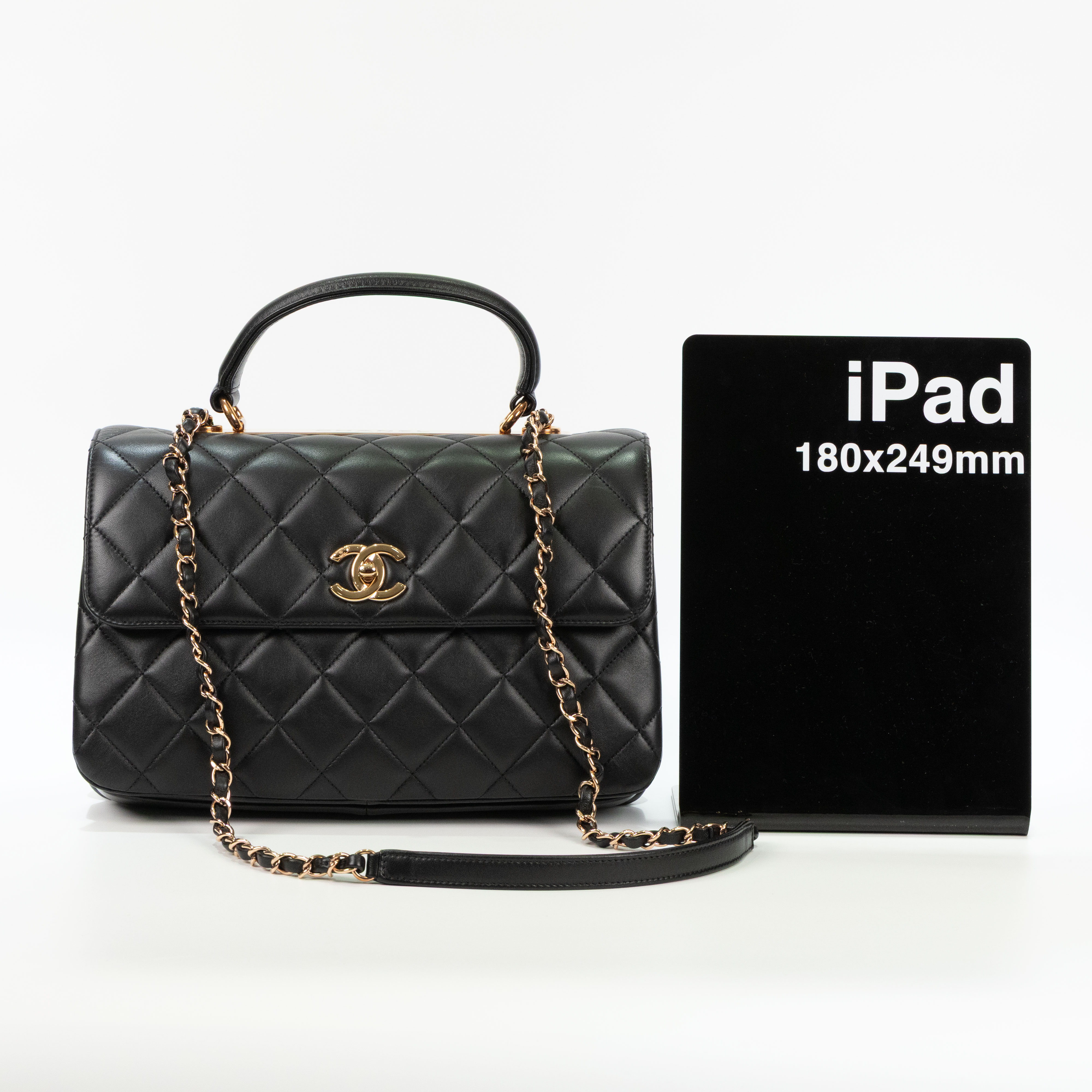 香奈兒 CHANEL Trendy 30 中型 口蓋包 A69923 晶片款 黑金羊皮穿鍊TRENDY CC 30 原廠盒子/防塵袋/購買證明