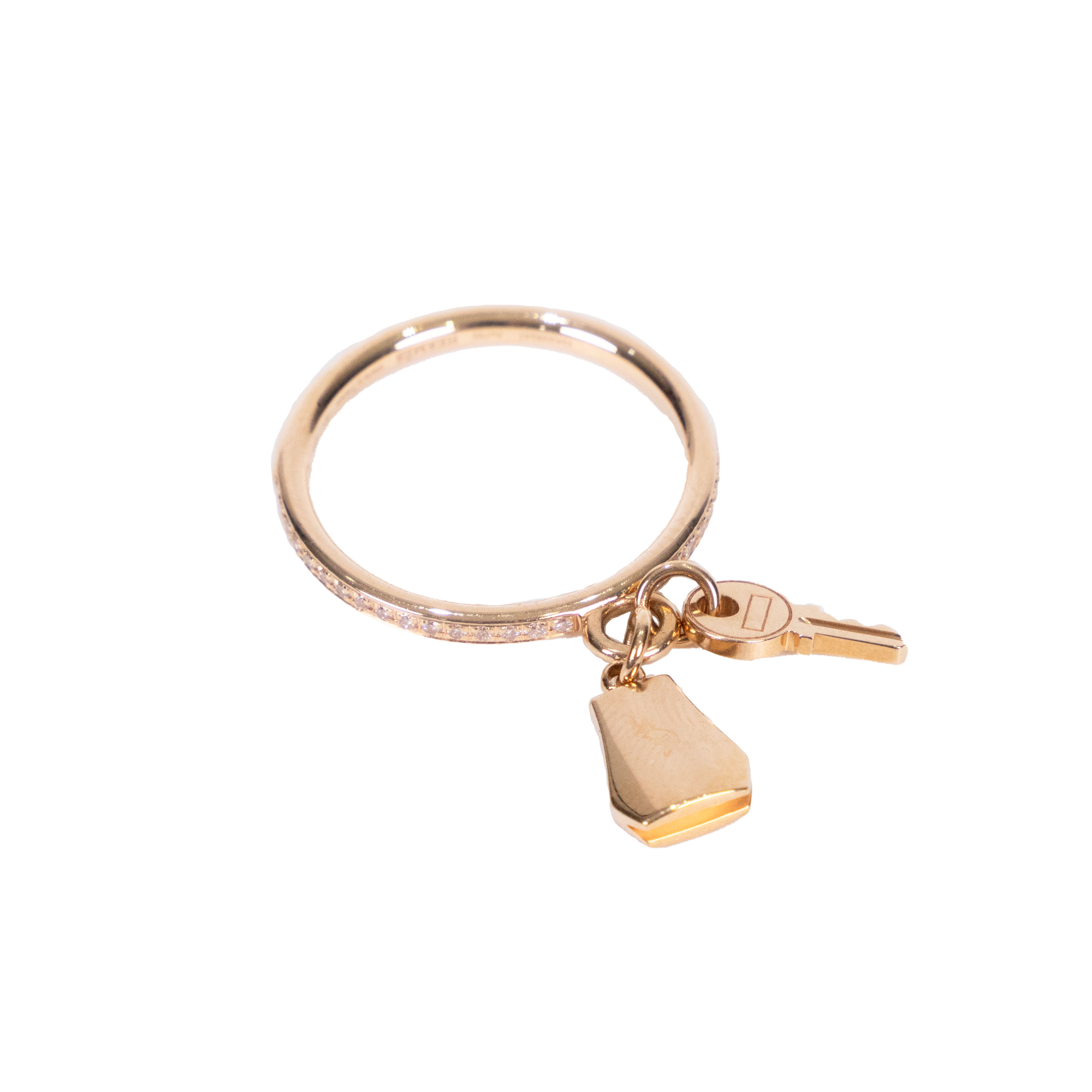 愛馬仕 Hermès Kelly Clochette 戒指 玫瑰金 鑲鑽 KLCLOCHETTER51 H220651B/22A328247  原廠盒子2/保證書/購買證明影本