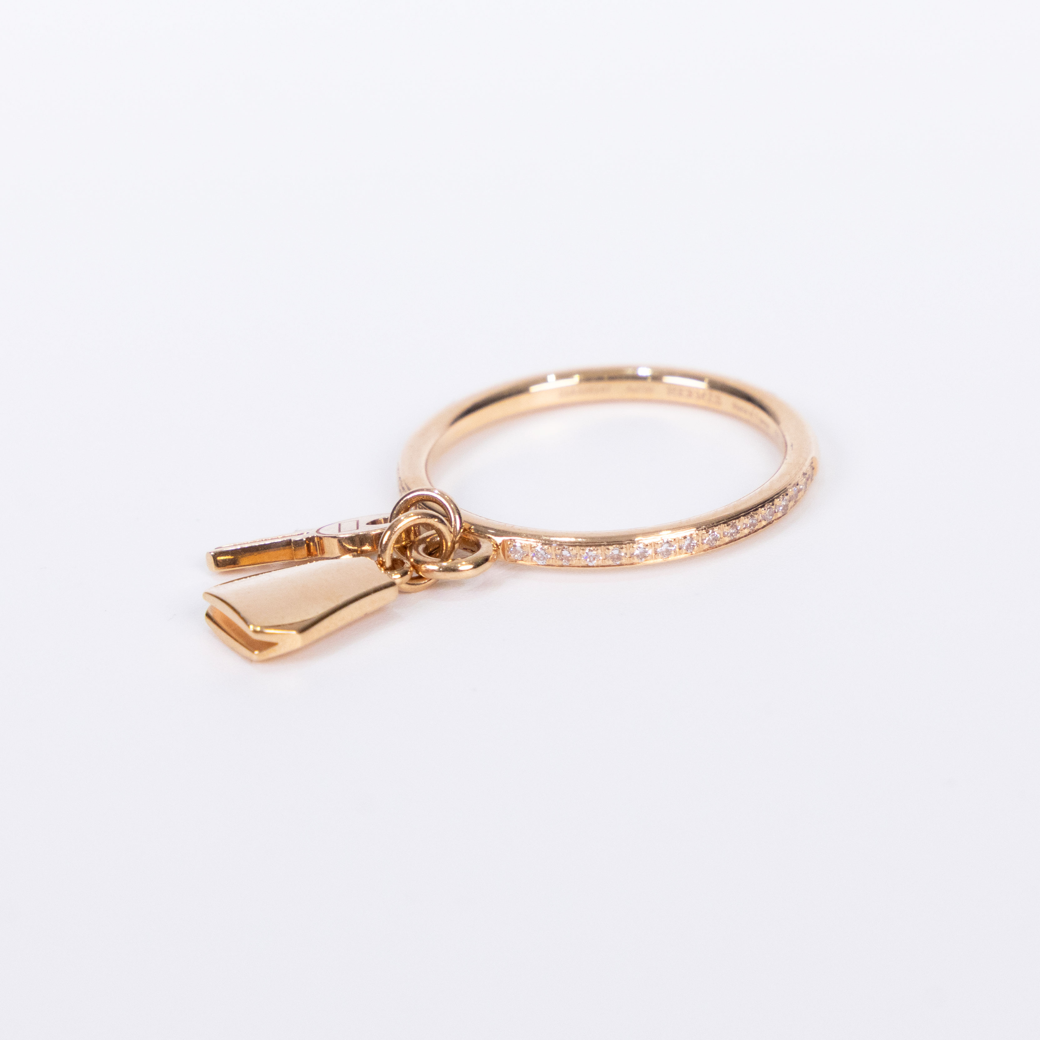 愛馬仕 Hermès Kelly Clochette 戒指 玫瑰金 鑲鑽 KLCLOCHETTER51 H220651B/22A328247  原廠盒子2/保證書/購買證明影本