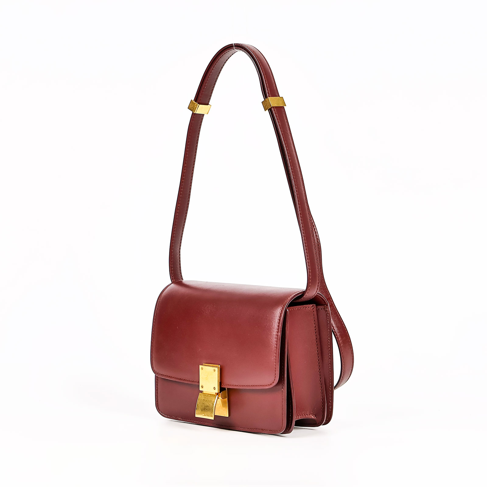 思琳 CELINE 小牛皮 小型 Classic 手袋 164183DLS 酒紅BOX SMALL 舊款 購買證明