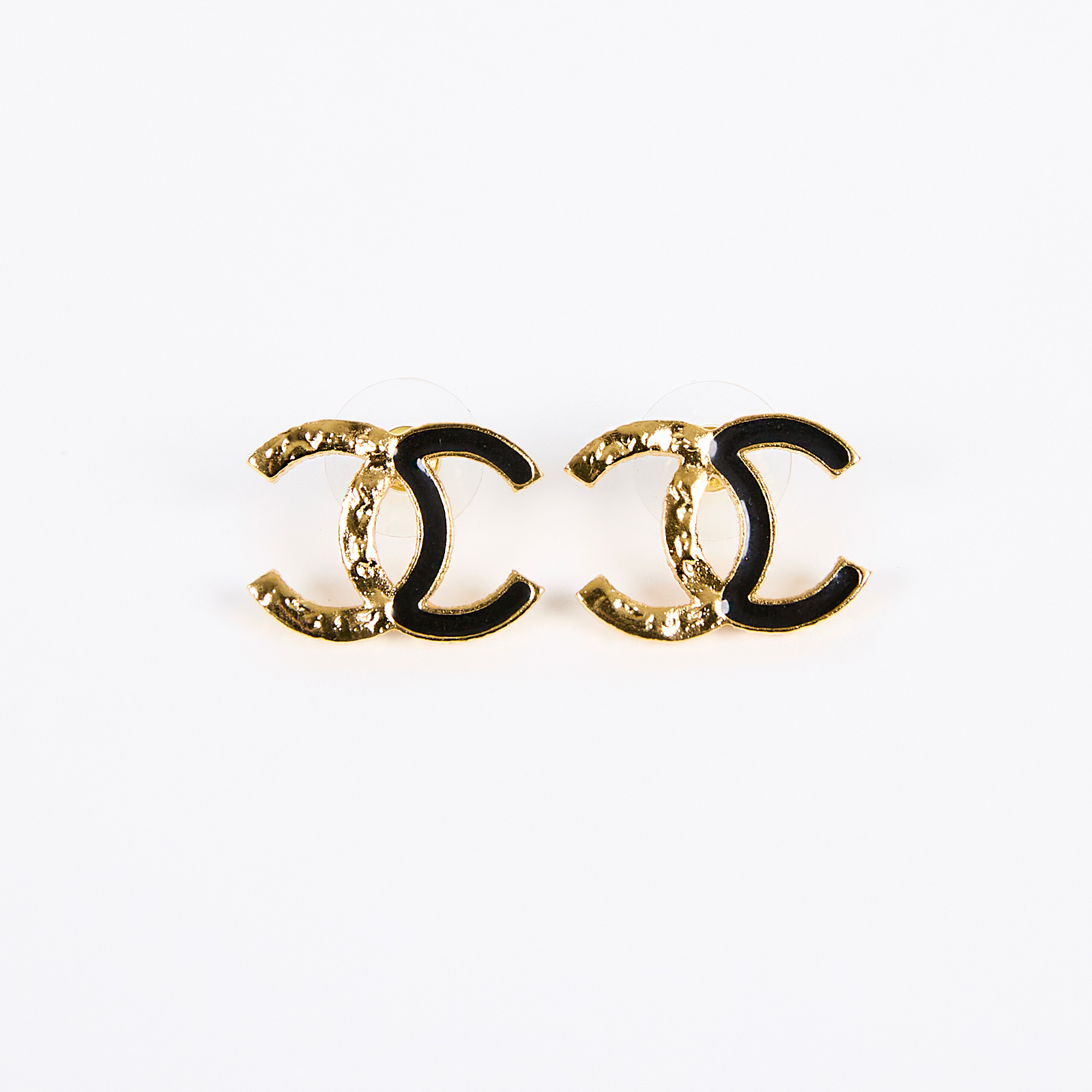 香奈兒 CHANEL 耳釘 F24C 金黑雙C耳環 原廠盒子