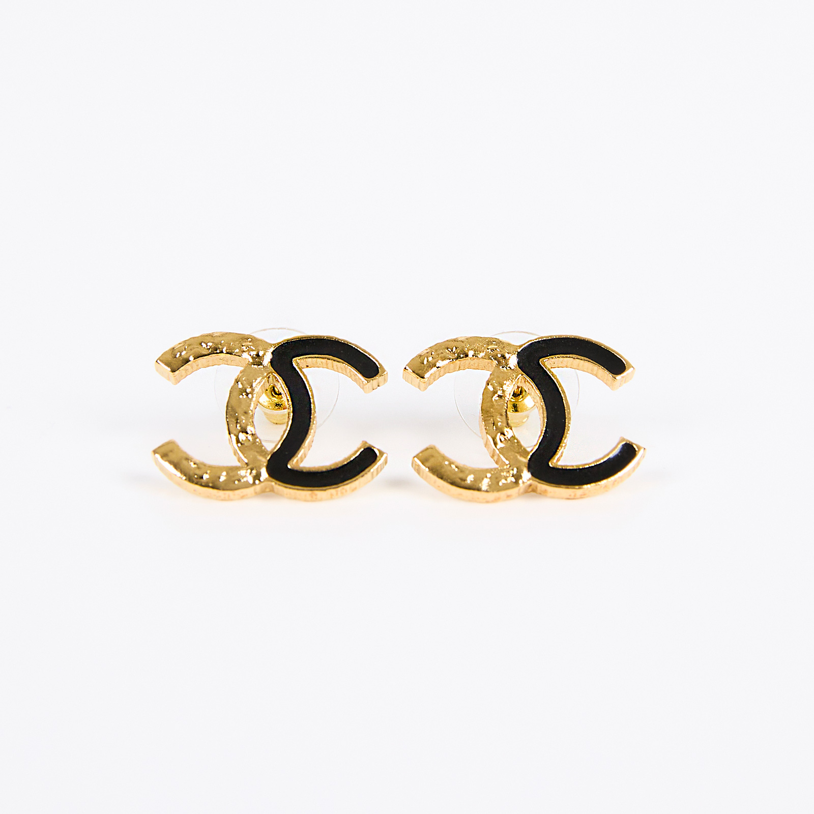 香奈兒 CHANEL 耳釘 F24C 金黑雙C耳環 原廠盒子