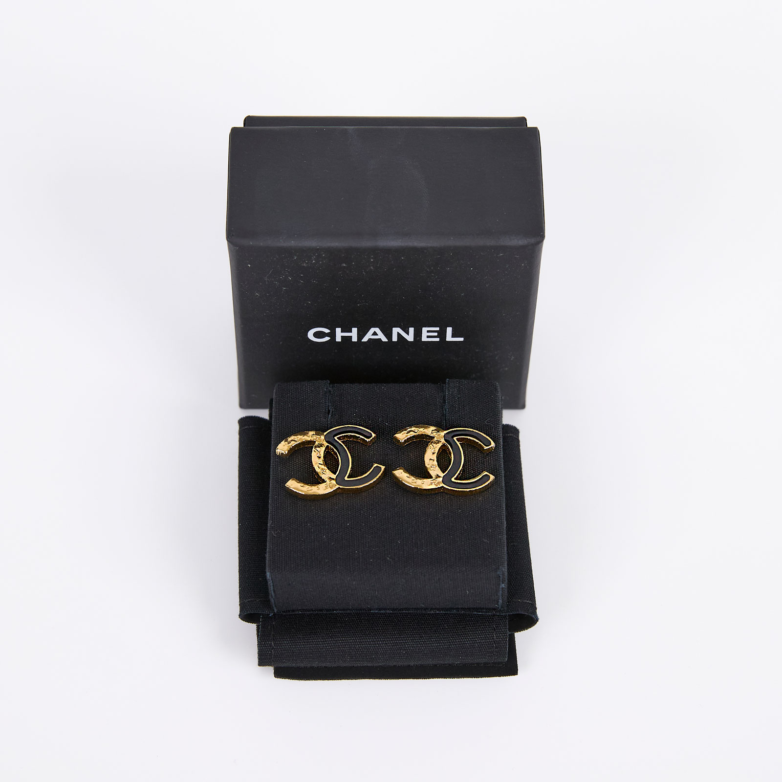 香奈兒 CHANEL 耳釘 F24C 金黑雙C耳環 原廠盒子