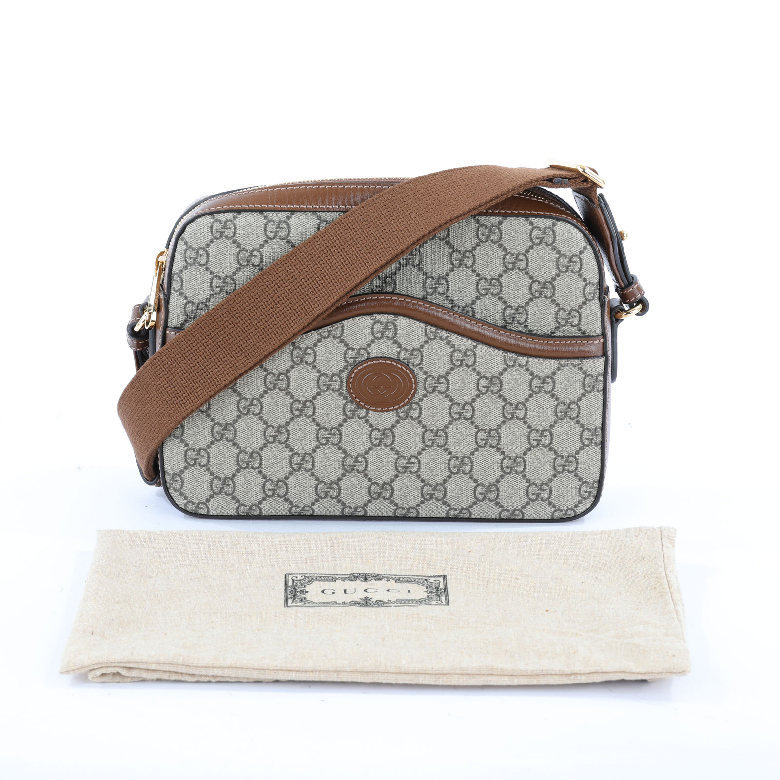 古馳 GUCCI Interlocking G 相機包 675891 棕GG紋肩背包 防塵袋