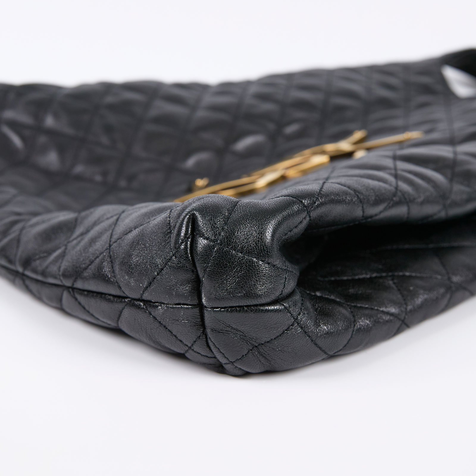聖羅蘭 YSL SAINT LAURENT Icare 绗缝羊皮 購物袋 加大型 698651AAANG ICARE 黑金HOBO購物袋 內袋