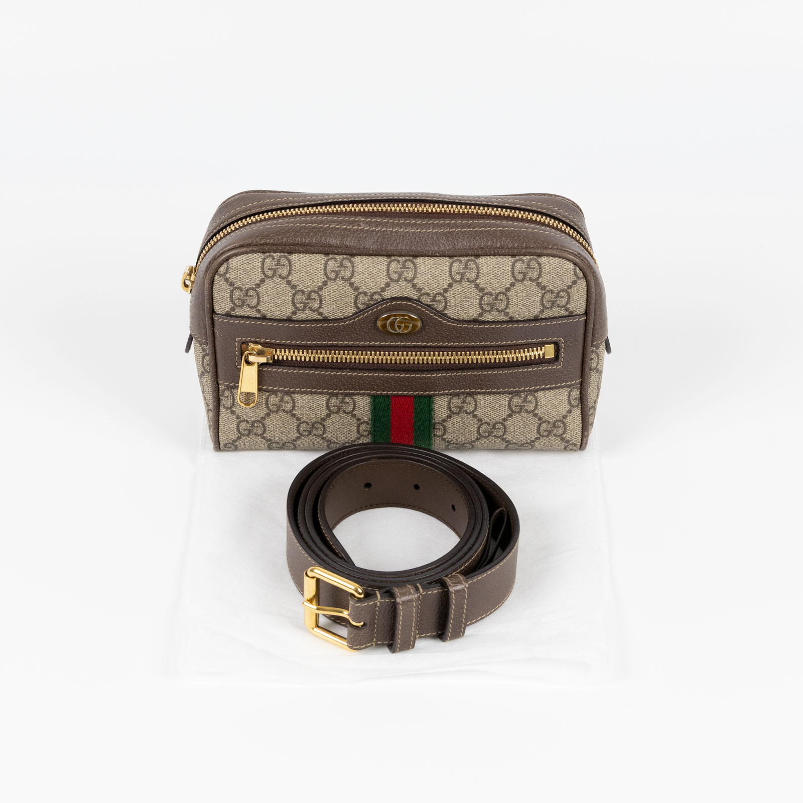 古馳 GUCCI Ophidia 迷你 腰包 517076 棕GG紋腰包 背帶