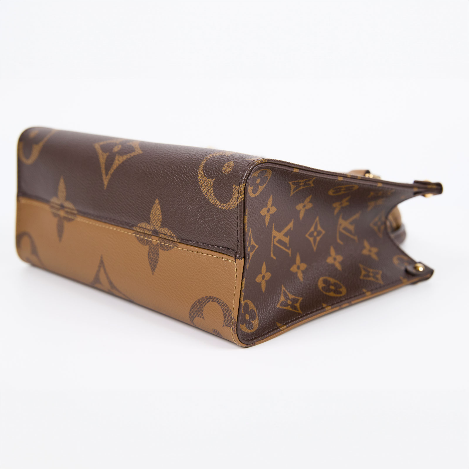 路易威登 LOUIS VUITTON OnTheGo PM 雙色帆布 手提 斜背包 M46373 晶片款 原花ON THE GO PM 原廠盒子/防塵袋
