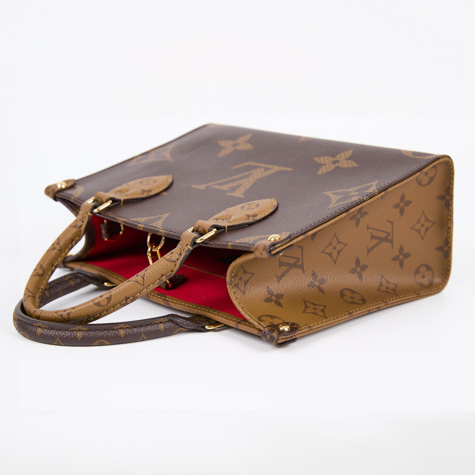 路易威登 LOUIS VUITTON OnTheGo PM 雙色帆布 手提 斜背包 M46373 晶片款 原花ON THE GO PM 原廠盒子/防塵袋