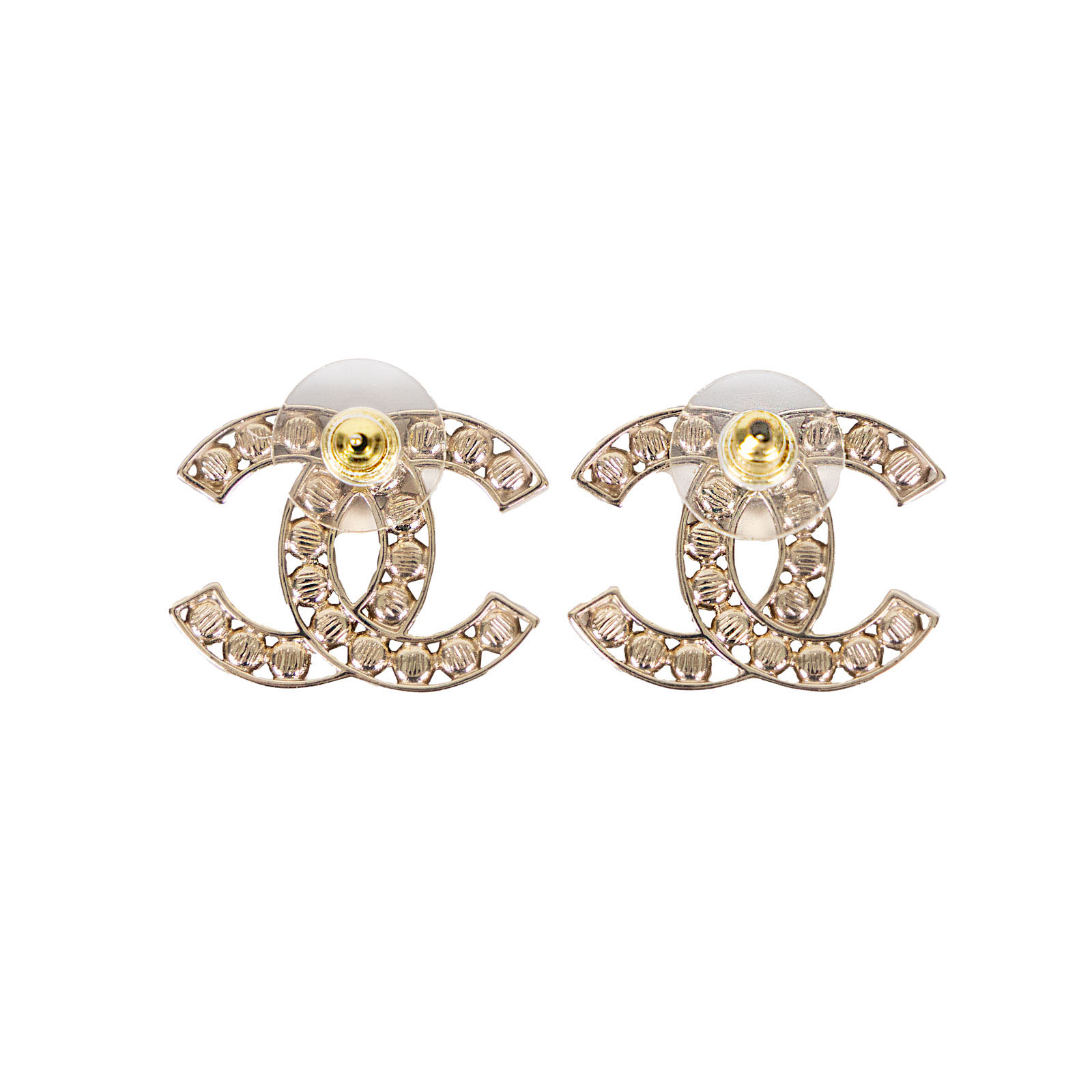 香奈兒 CHANEL 耳釘 B23 S 黑金大雙C鏤空耳環 原廠盒子