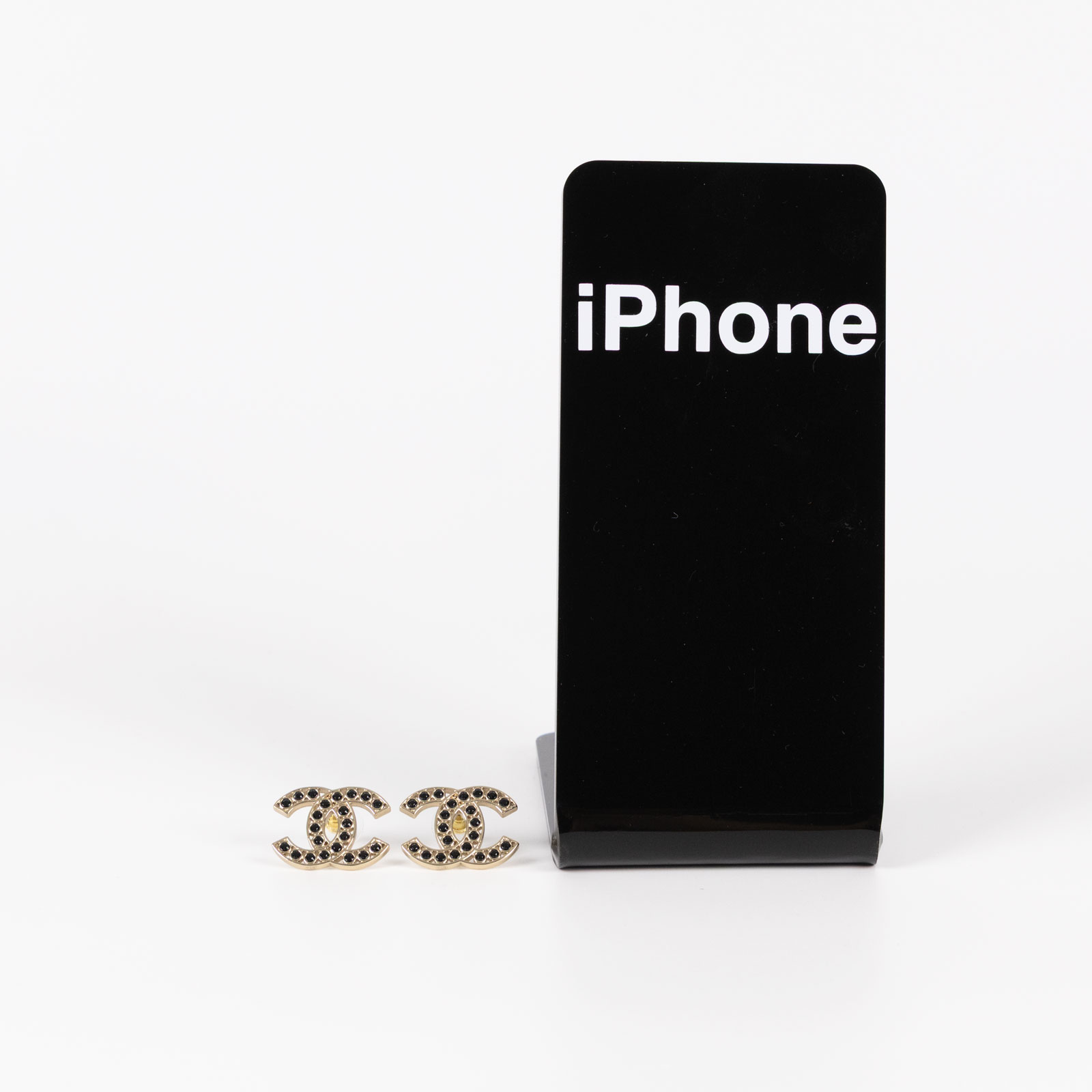 香奈兒 CHANEL 耳釘 B23 S 黑金大雙C鏤空耳環 原廠盒子