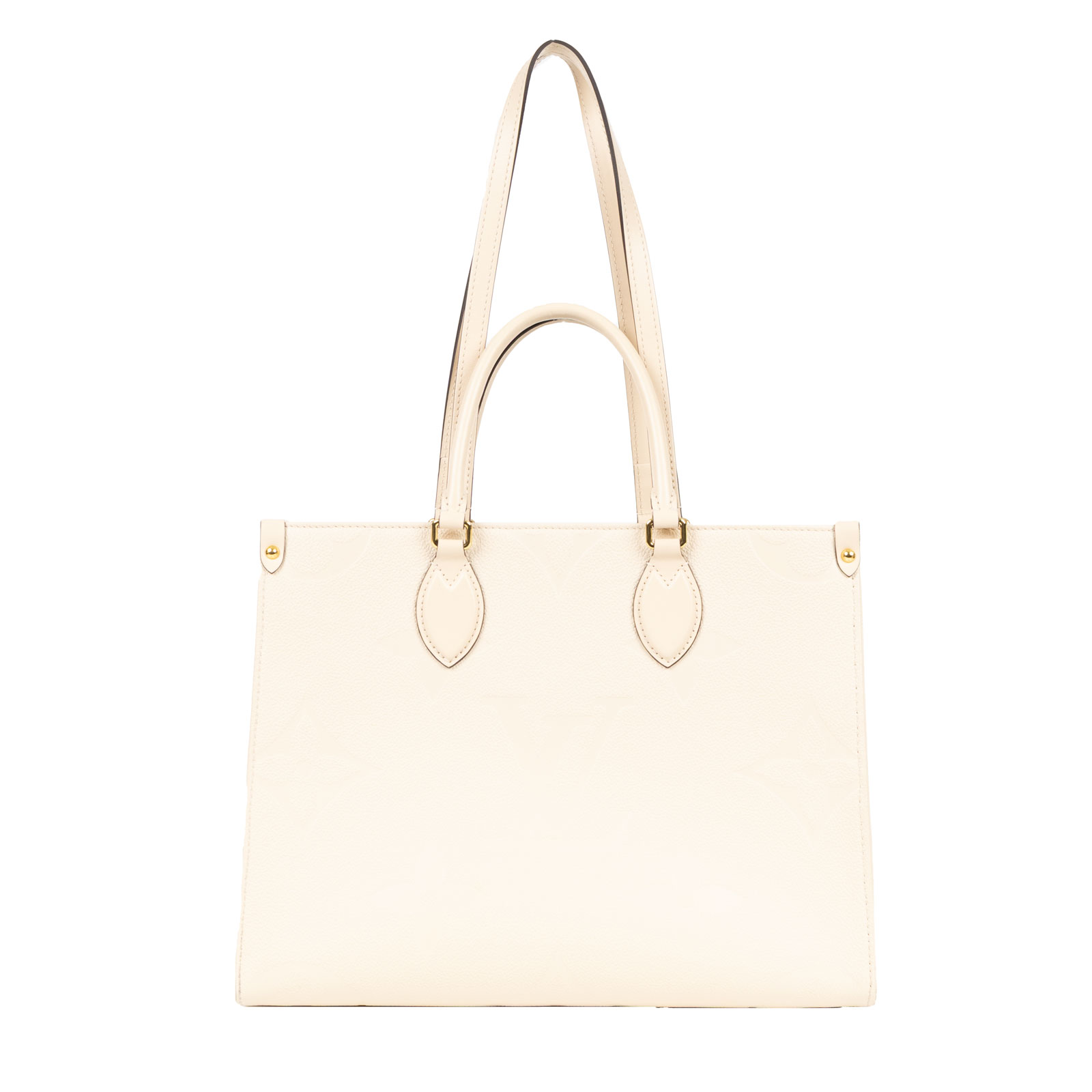 路易威登 LOUIS VUITTON OnTheGo MM 米色 壓花 手提 肩背包 M45607 晶片款 奶油色原花壓紋ON THE GO MM 無附屬品