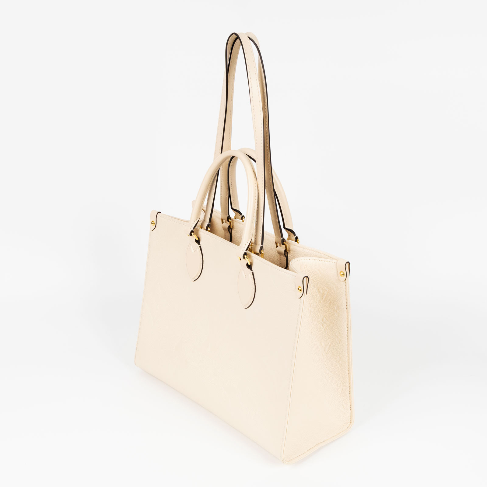 路易威登 LOUIS VUITTON OnTheGo MM 米色 壓花 手提 肩背包 M45607 晶片款 奶油色原花壓紋ON THE GO MM 無附屬品