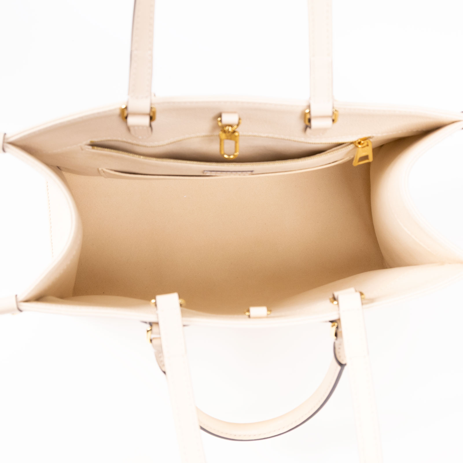 路易威登 LOUIS VUITTON OnTheGo MM 米色 壓花 手提 肩背包 M45607 晶片款 奶油色原花壓紋ON THE GO MM 無附屬品