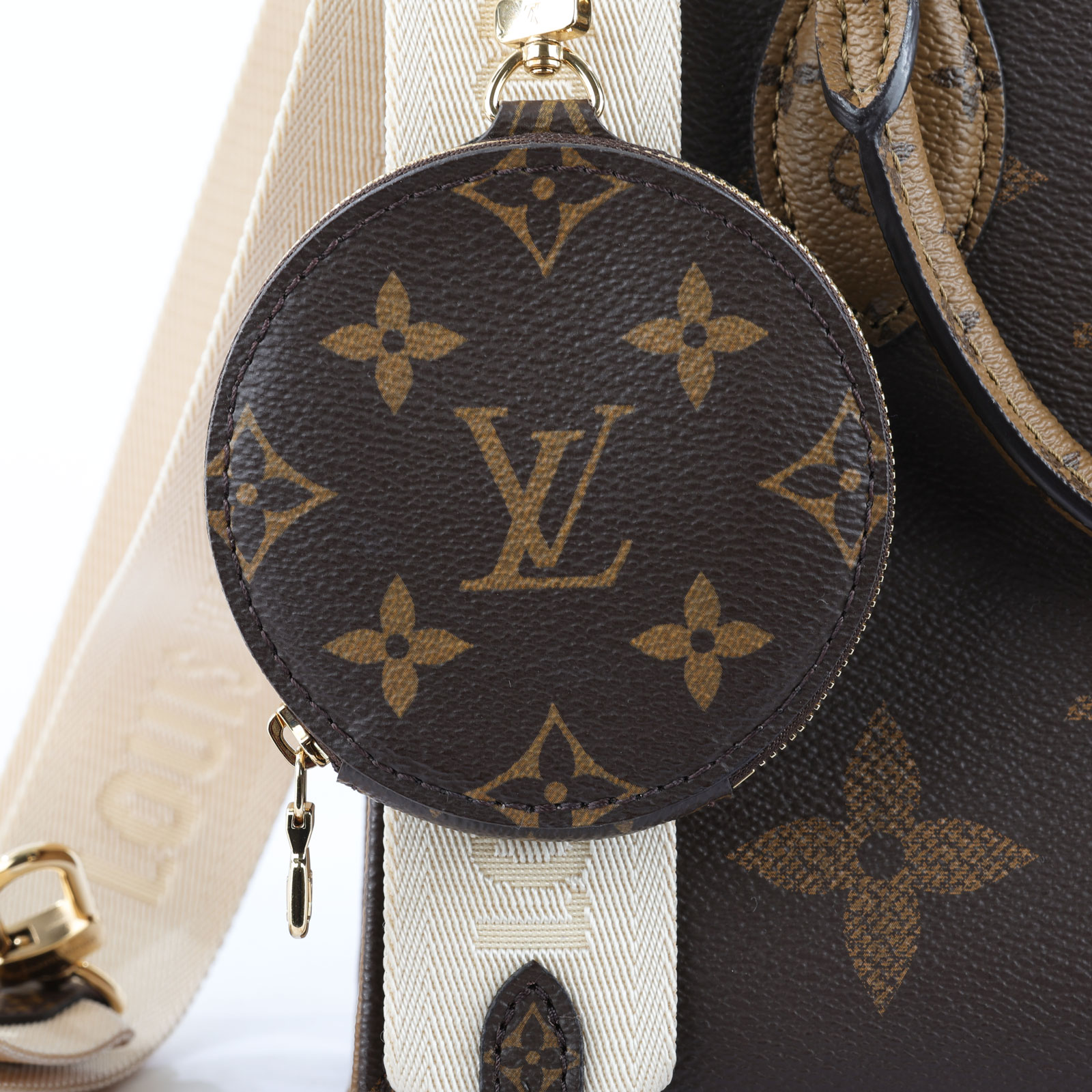 路易威登 LOUIS VUITTON OnTheGo PM 雙色帆布 手提 斜背包 M46373 晶片款  原廠盒子/防塵袋/背帶/內袋