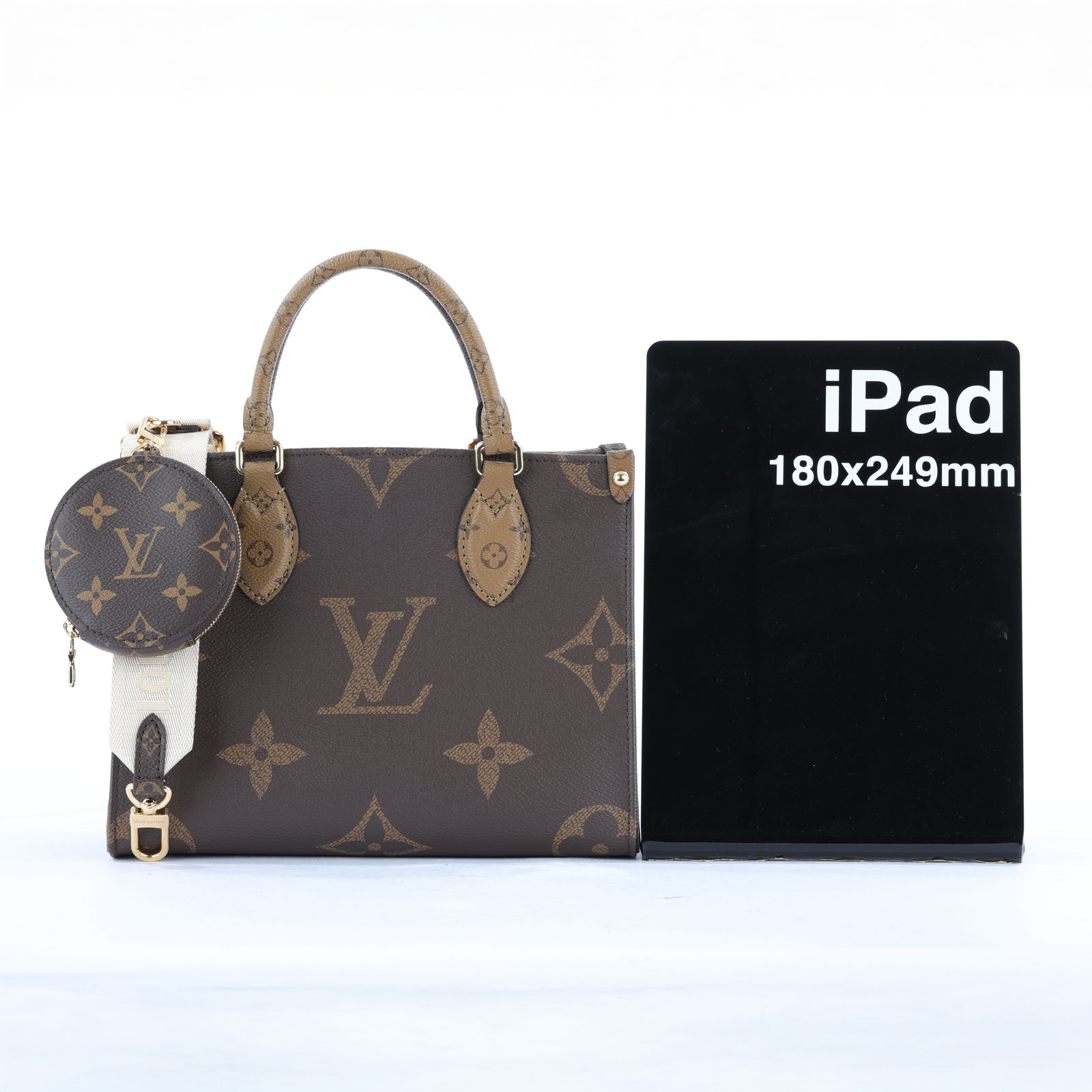 路易威登 LOUIS VUITTON OnTheGo PM 雙色帆布 手提 斜背包 M46373 晶片款  原廠盒子/防塵袋/背帶/內袋
