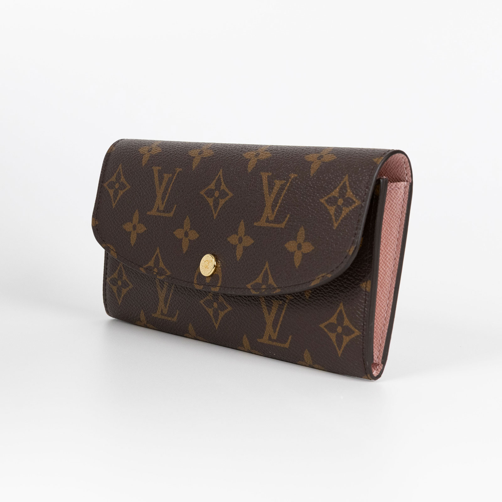 路易威登 LOUIS VUITTON Emilie 長夾 經典帆布 芭蕾粉色 M61289 晶片款 原花內拼粉EMILIE掀蓋長夾 原廠盒子/防塵袋