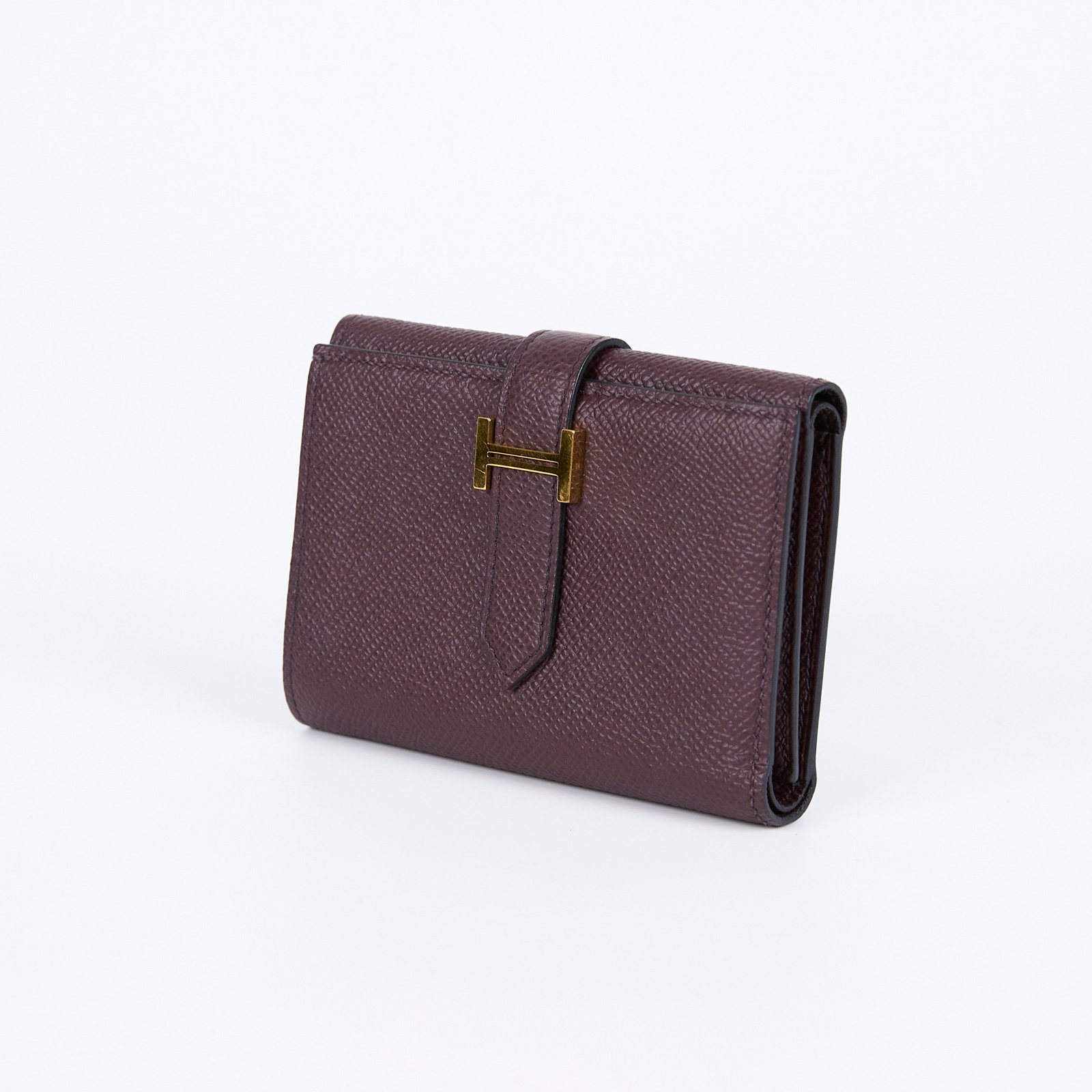 愛馬仕 Hermès Bearn 短夾 BEARN Z AI 002 CA Z刻 暗紅金BEARN短夾 原廠盒子