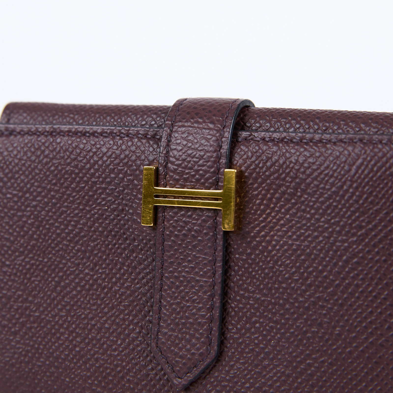 愛馬仕 Hermès Bearn 短夾 BEARN Z AI 002 CA Z刻 暗紅金BEARN短夾 原廠盒子