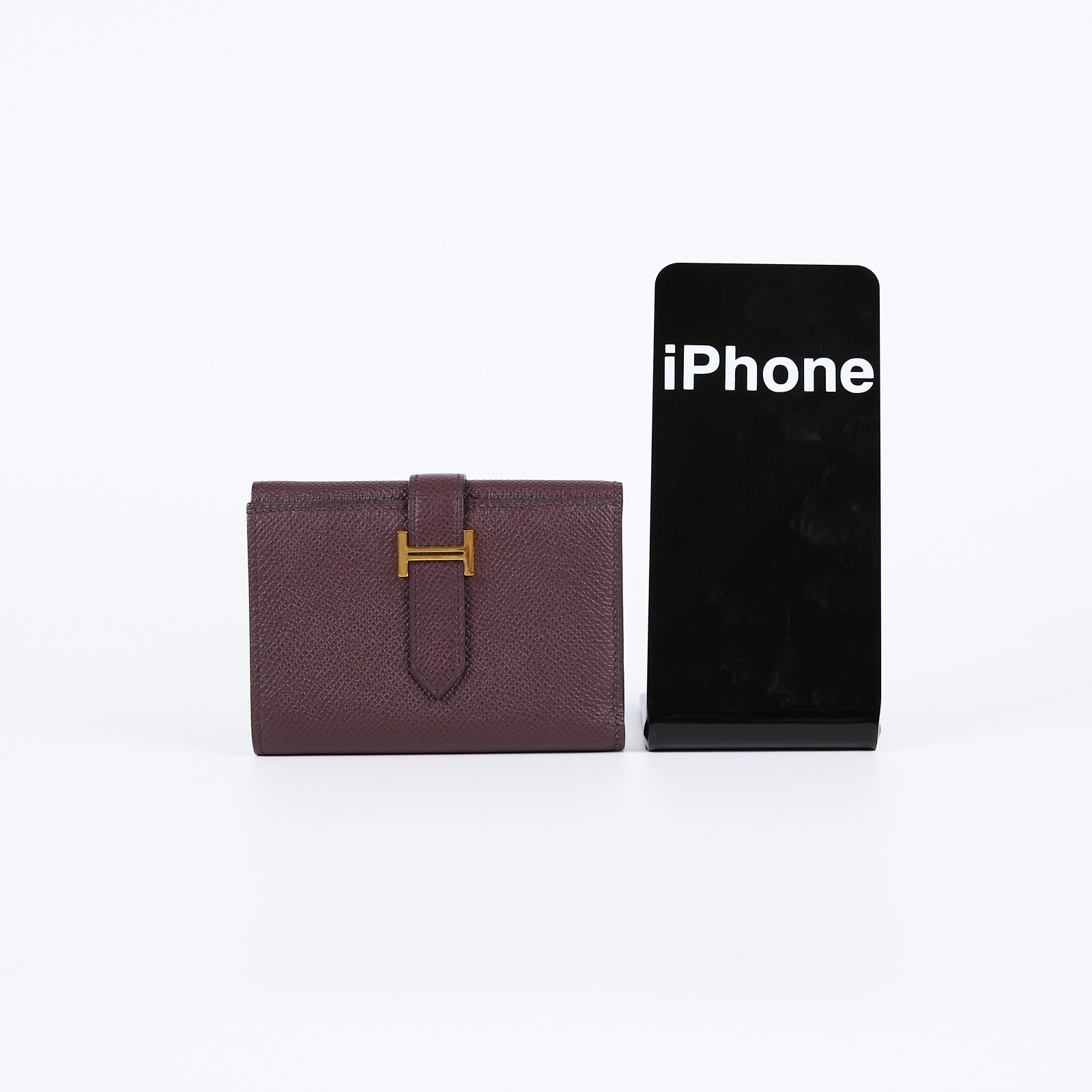 愛馬仕 Hermès Bearn 短夾 BEARN Z AI 002 CA Z刻 暗紅金BEARN短夾 原廠盒子