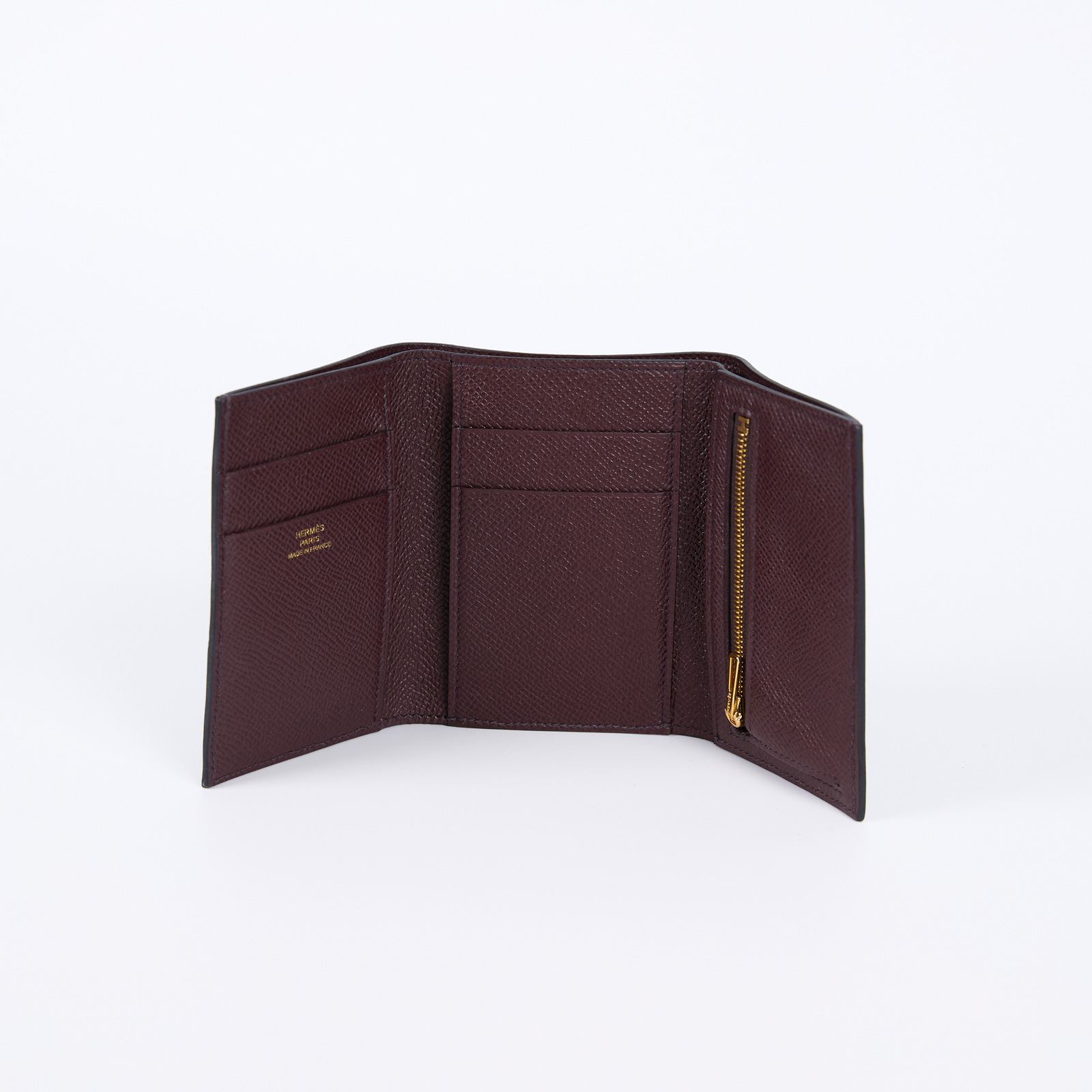 愛馬仕 Hermès Bearn 短夾 BEARN Z AI 002 CA Z刻 暗紅金BEARN短夾 原廠盒子