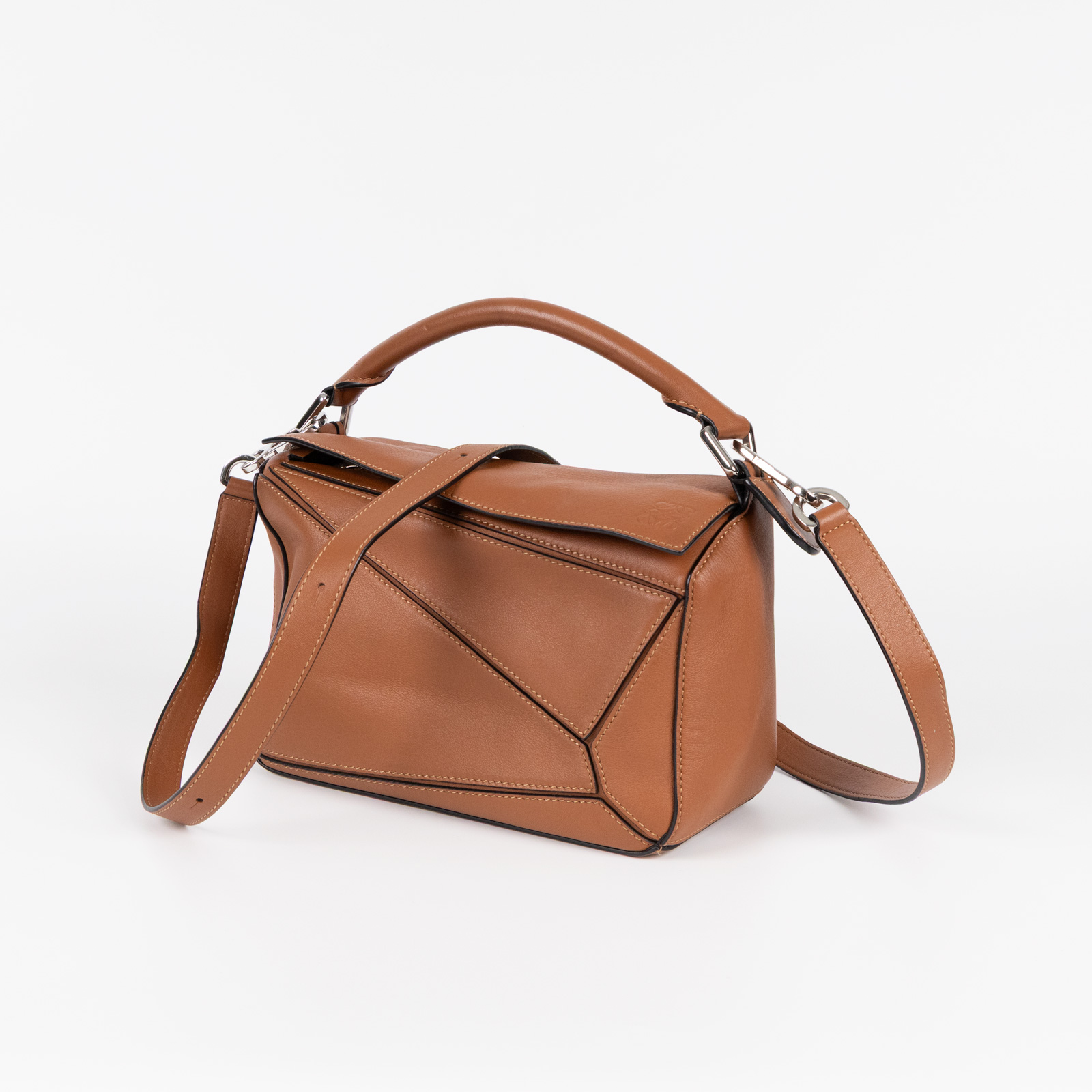 羅意威 LOEWE Small Puzzle bag 肩背 斜背包  焦糖皮革PUZZLE SMALL 防塵袋/背帶