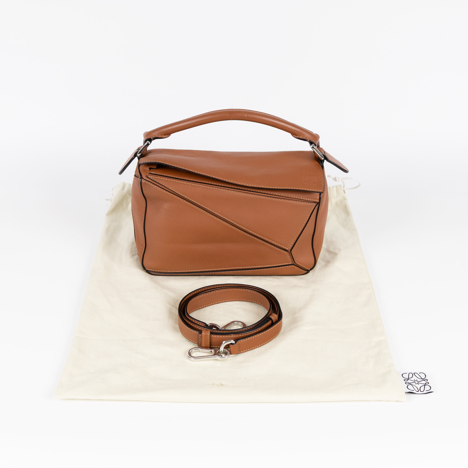羅意威 LOEWE Small Puzzle bag 肩背 斜背包  焦糖皮革PUZZLE SMALL 防塵袋/背帶