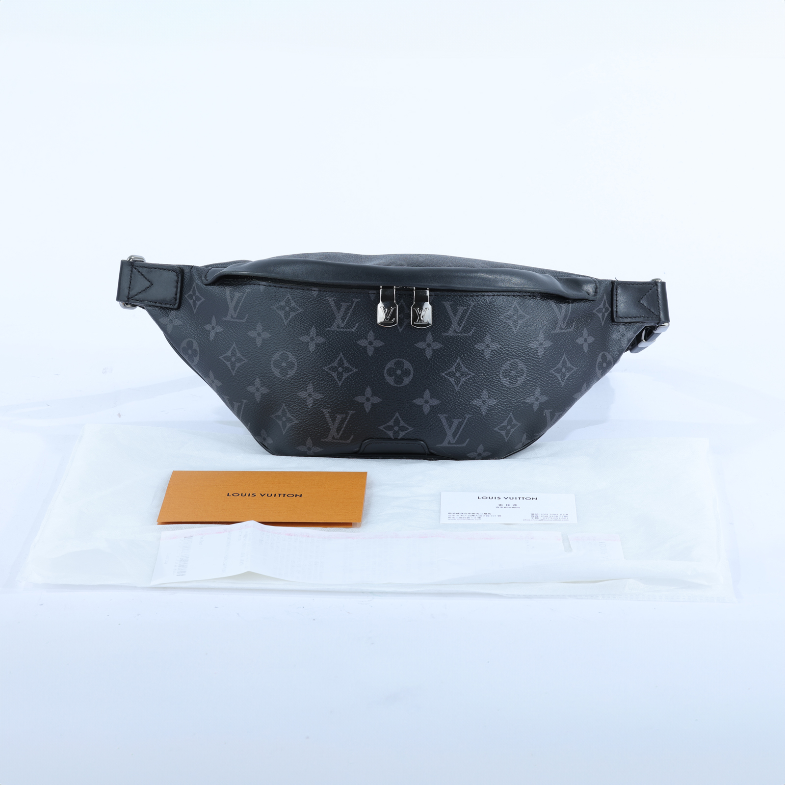路易威登 LOUIS VUITTON Discovery PM 腰包 Monogram Eclipse 黑色 M46035 晶片款  購買證明