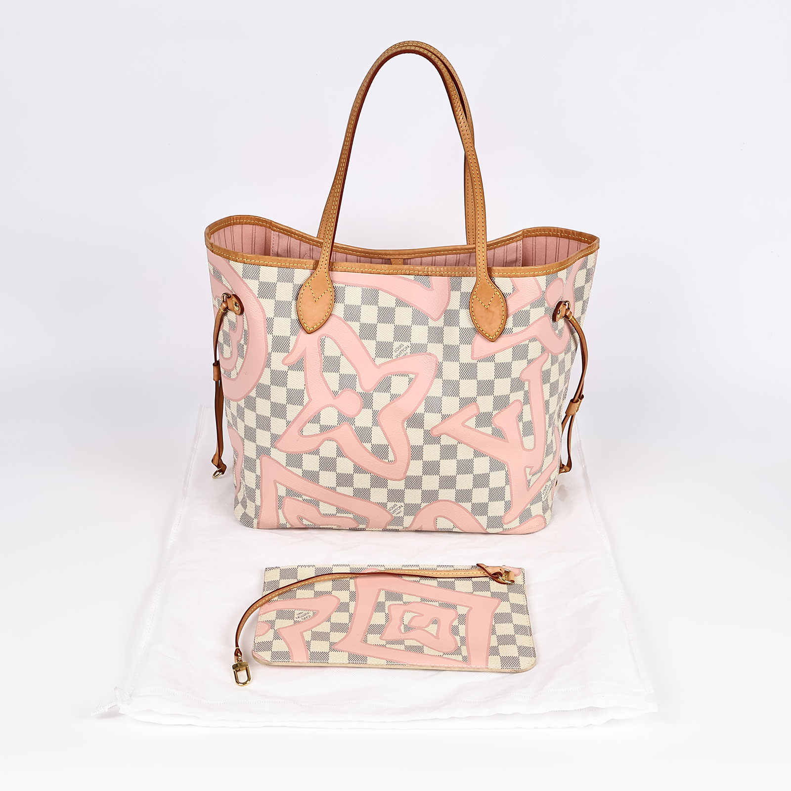 路易威登 LOUIS VUITTON Neverfull MM 粉棋盤格 N41050 ☆粉棋盤格NEVERFULL MM 內袋