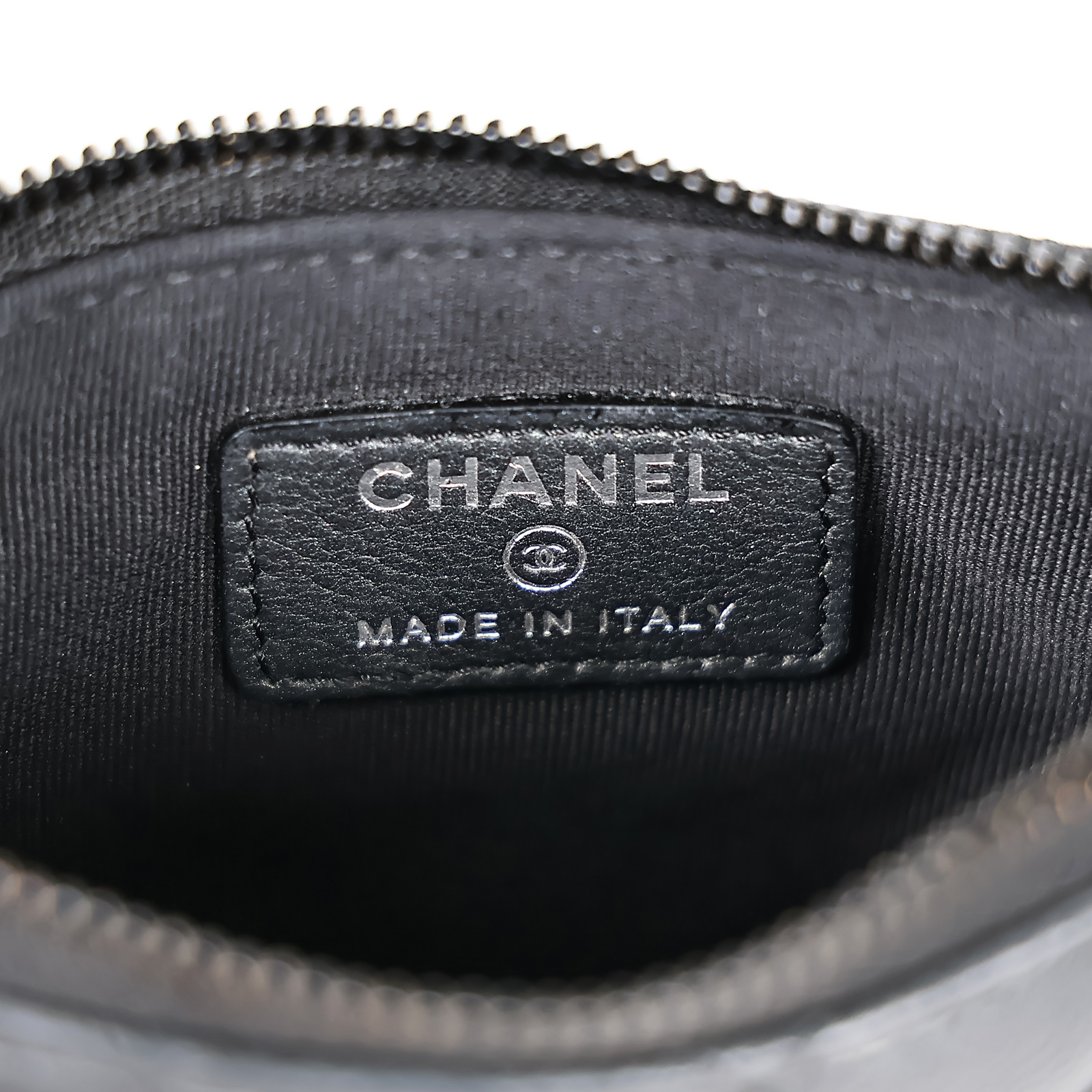 香奈兒 CHANEL 經典 拉鏈 零錢包 錢包 卡夾  SO BLACK鐵灰羊一字拉鍊零錢包 原廠盒子