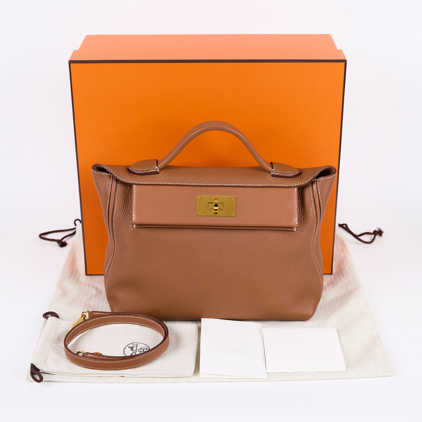 愛馬仕 Hermès 24/24 29 手提包 24/24/29 Y HA 438 RN Y刻金棕金24/24 29CM 原廠盒子/防塵袋2/背帶/購買證明